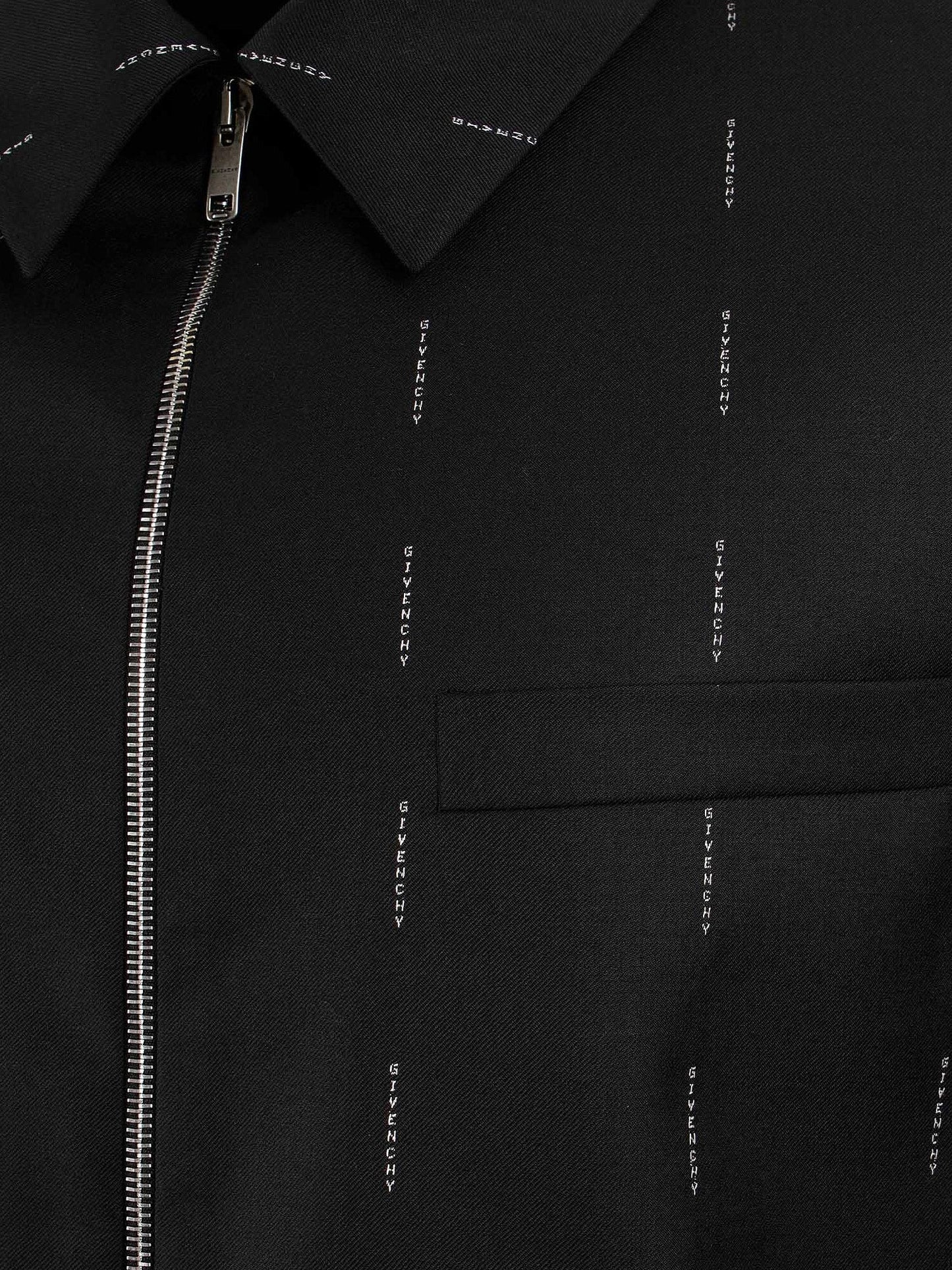 Wool blazer with all-over logo print