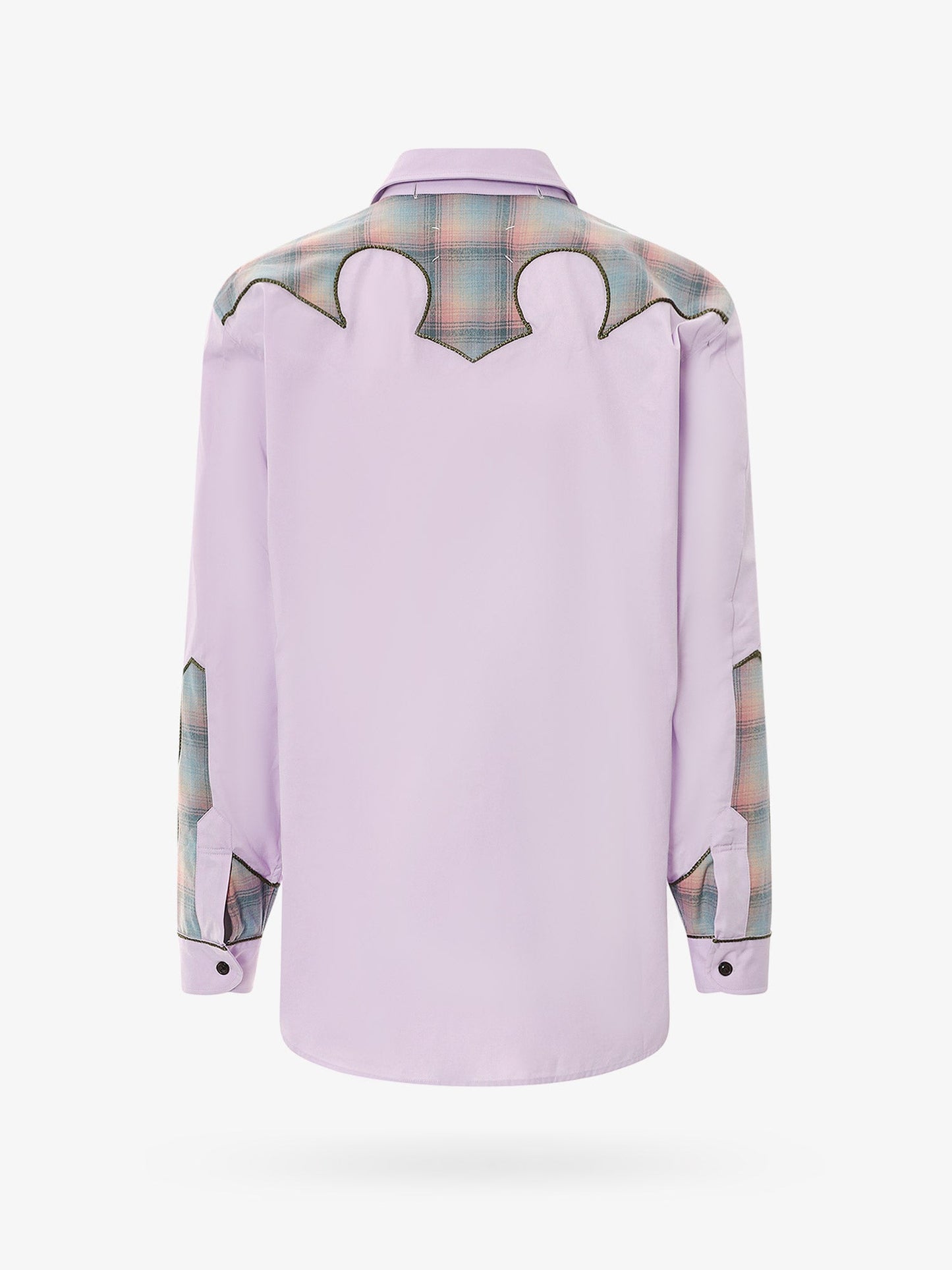 Cotton shirt with insert with madras motif