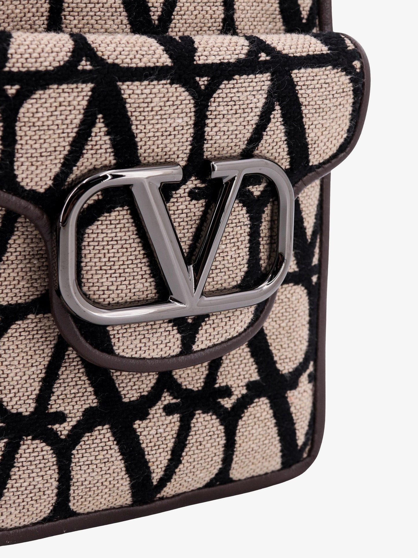 Toile iconographe shoulder bag with leather profiles
