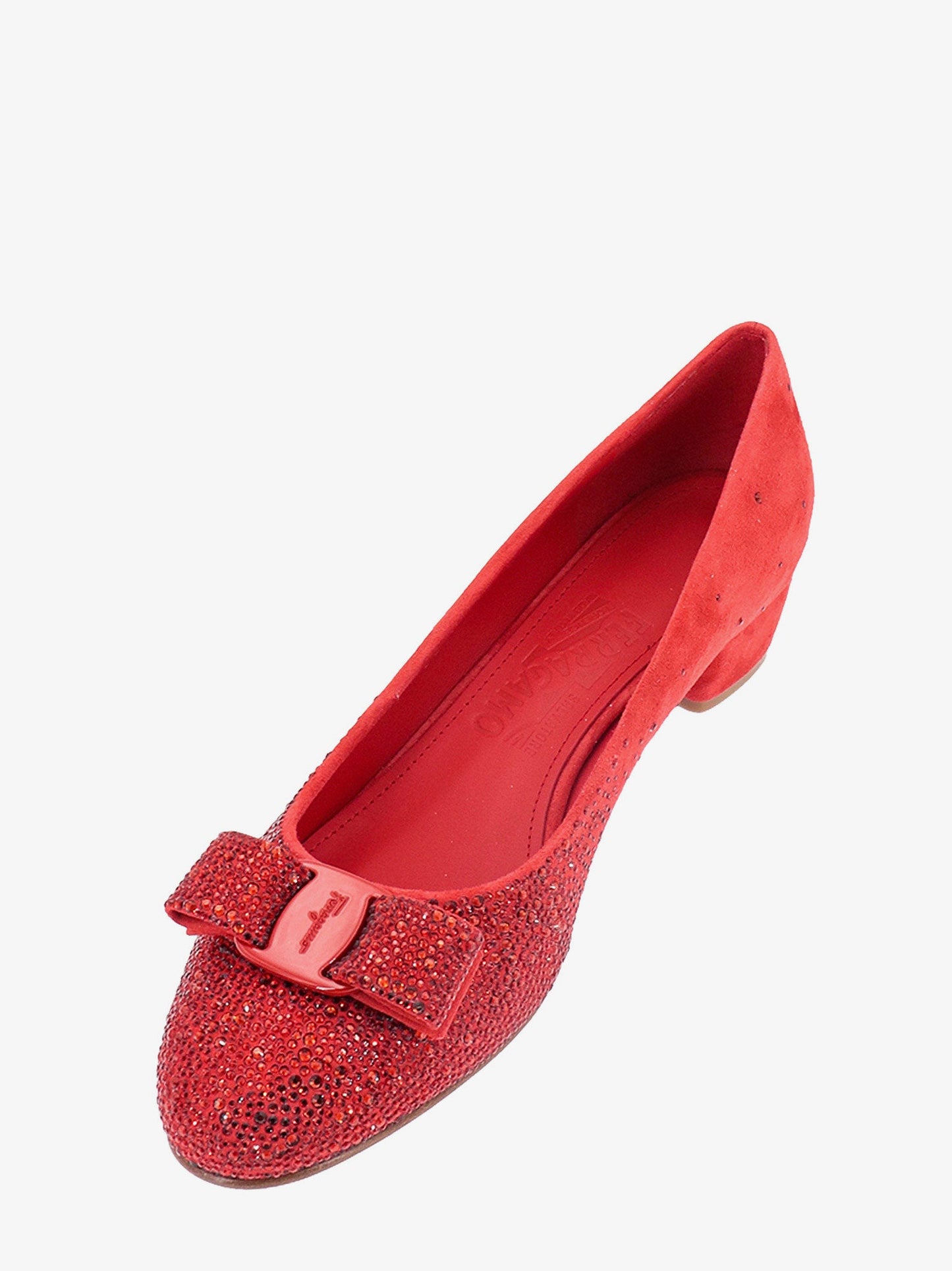 Suede décolleté with rhinestone detail