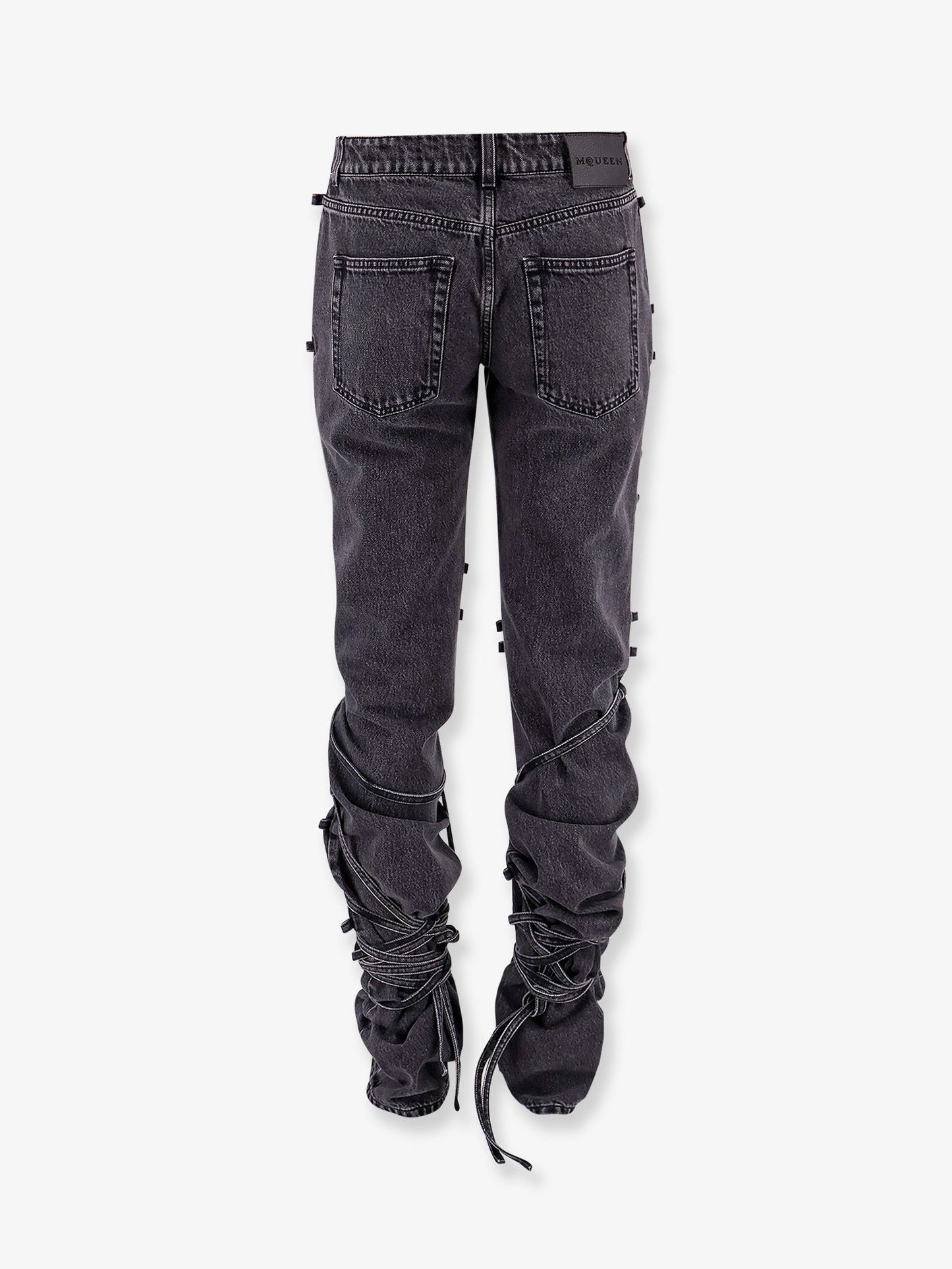 Black denim trousers with knot details