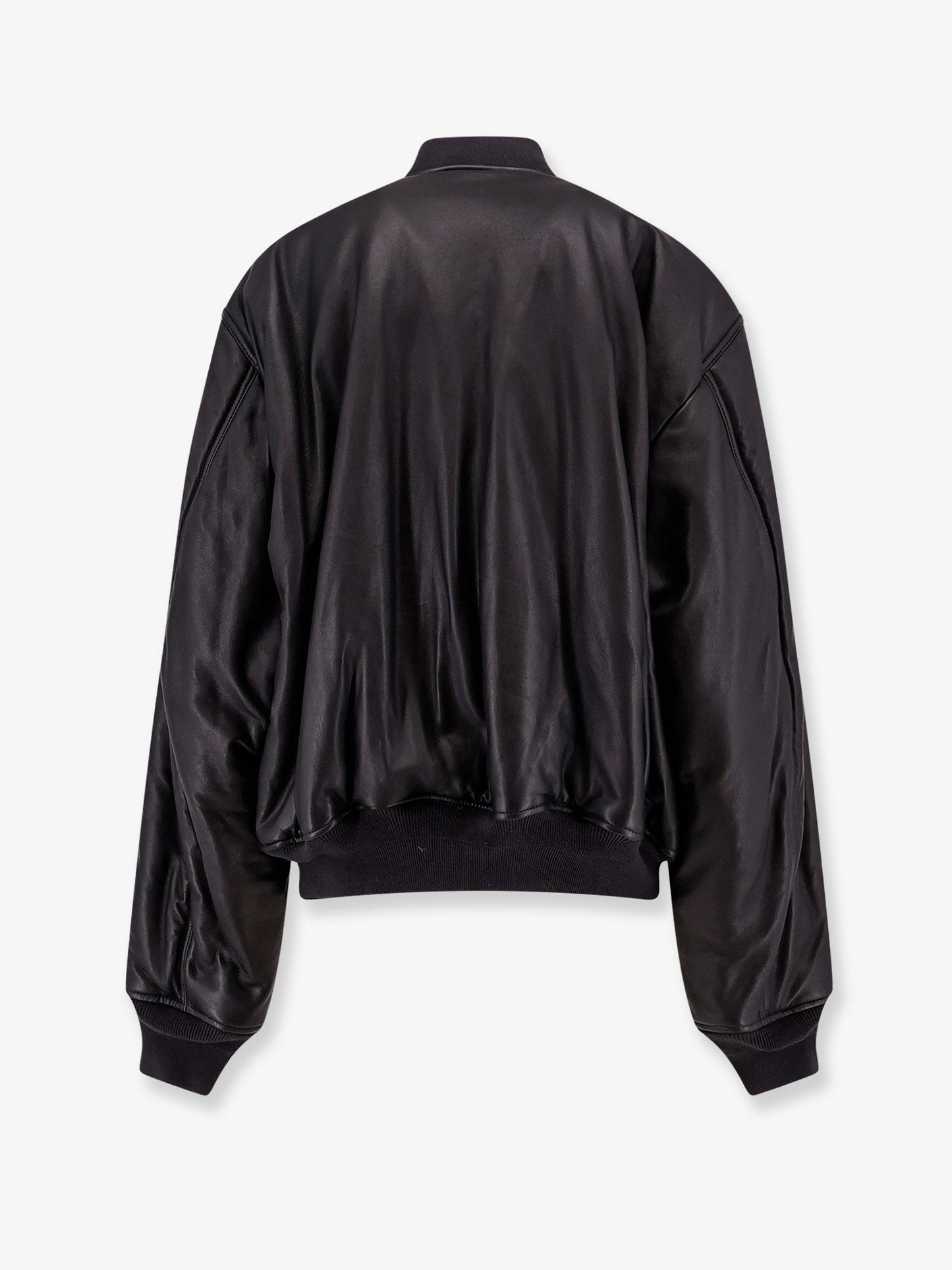 Leather jacket with cargo pocket detail on the sleeve