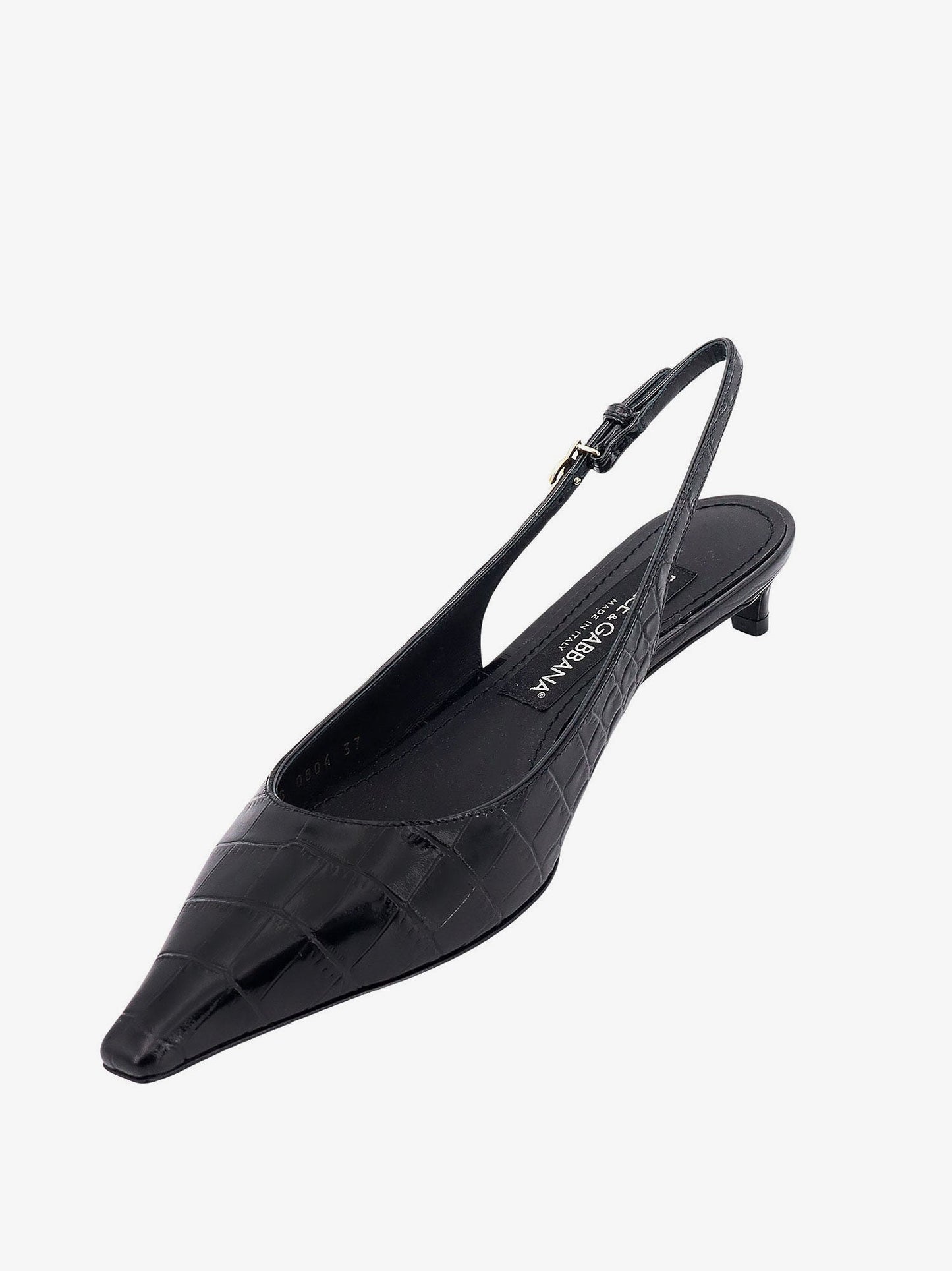 Croco print leather slingback