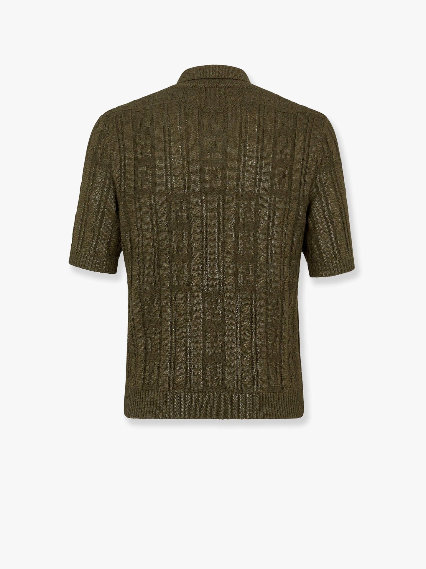 Braided wool polo shirt withFF details