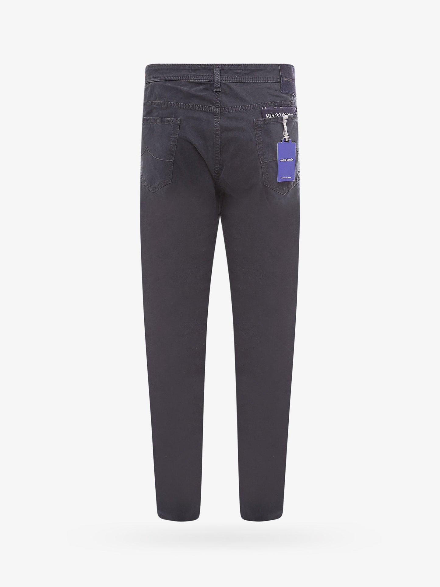 Regular slim fit cotton trouser with back pony-skin patch