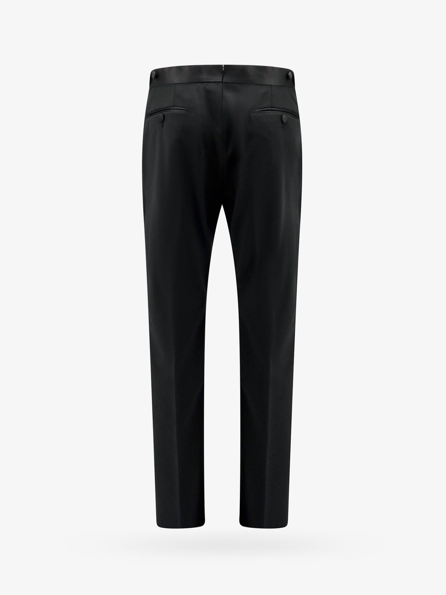 Pantalone in lana vergine con profili in satin