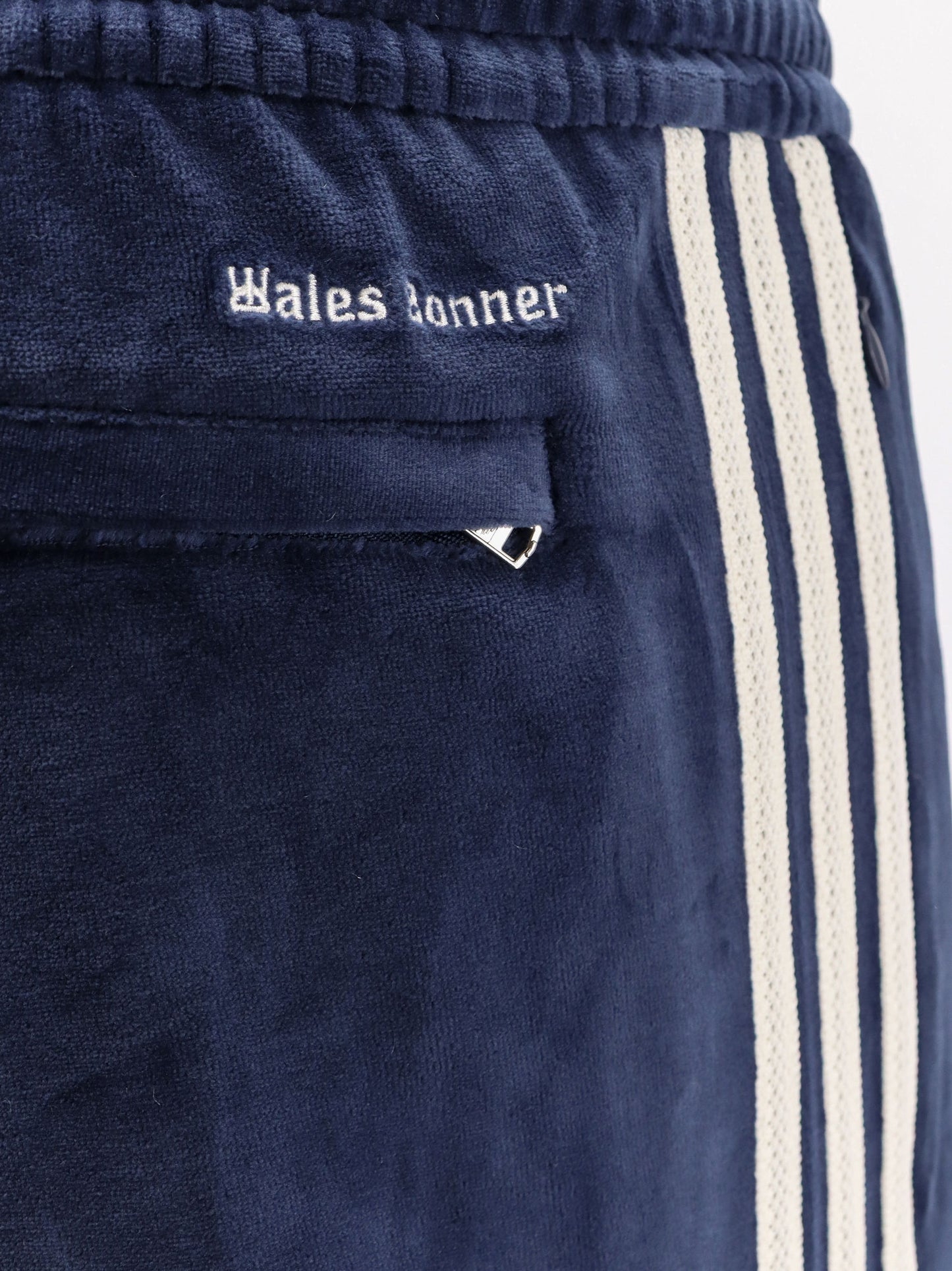 Chenille trousers with iconic side stripes
