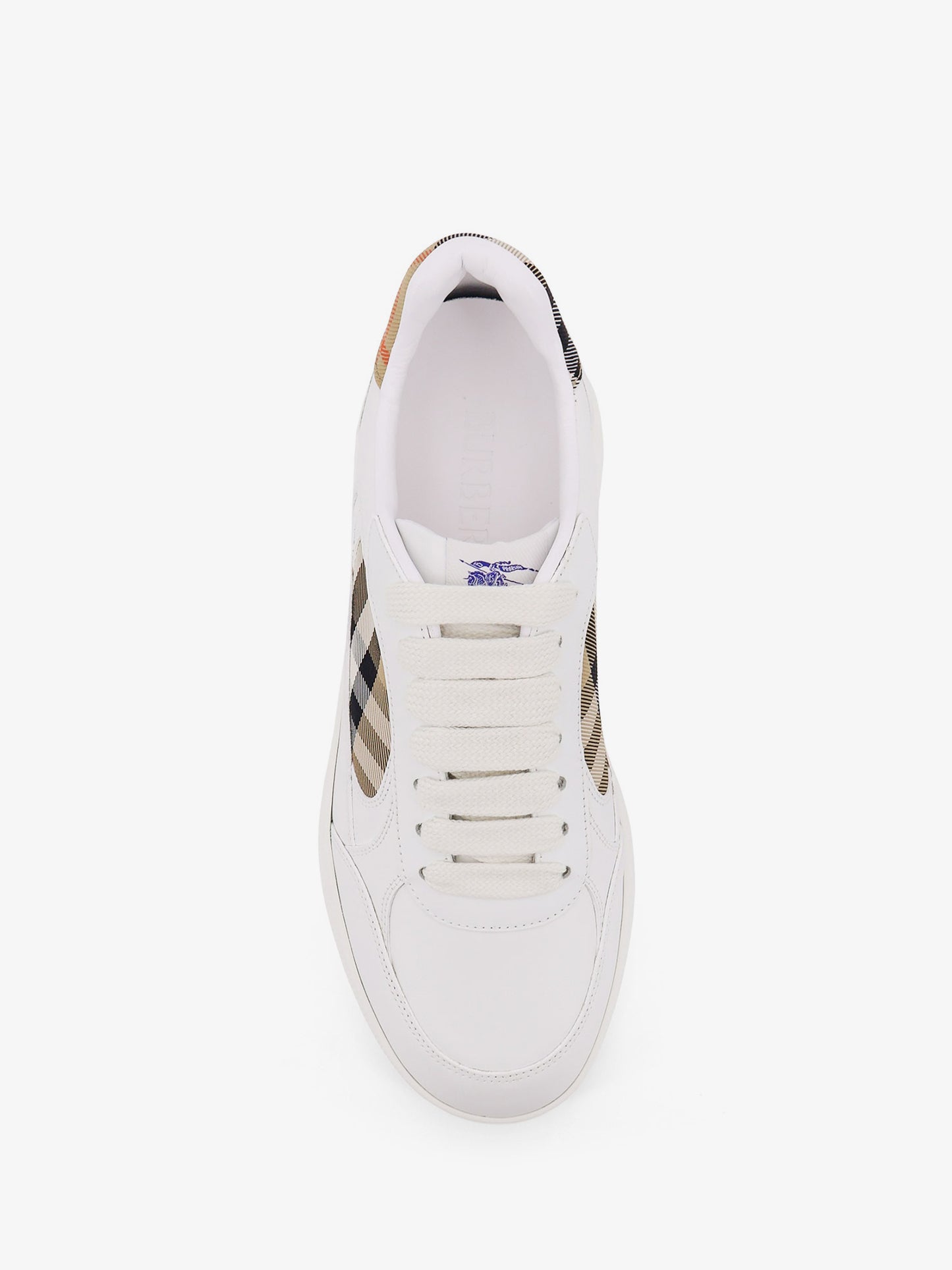 Low-top leather sneakers with check inserts