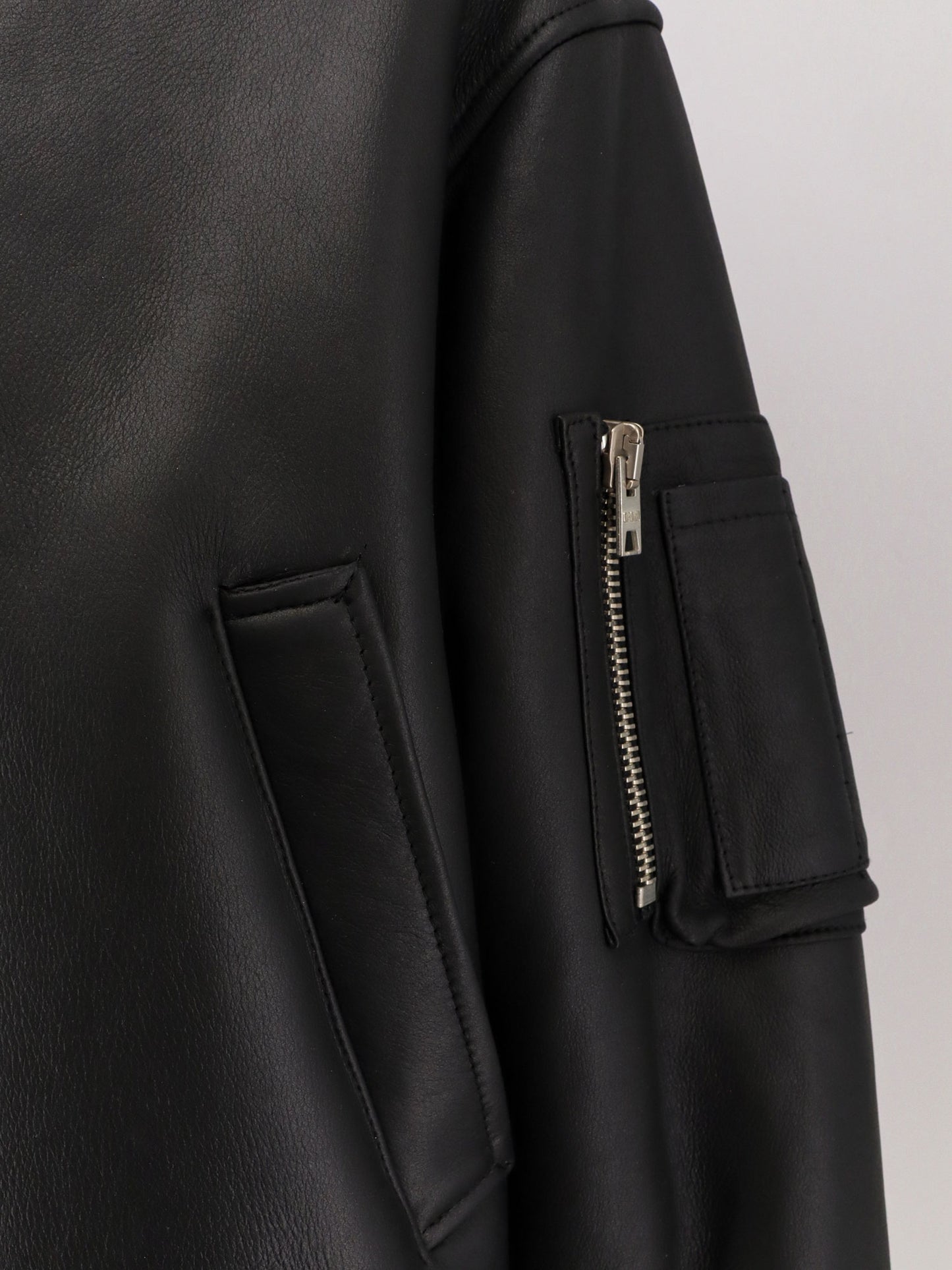 Leather bomber jacket