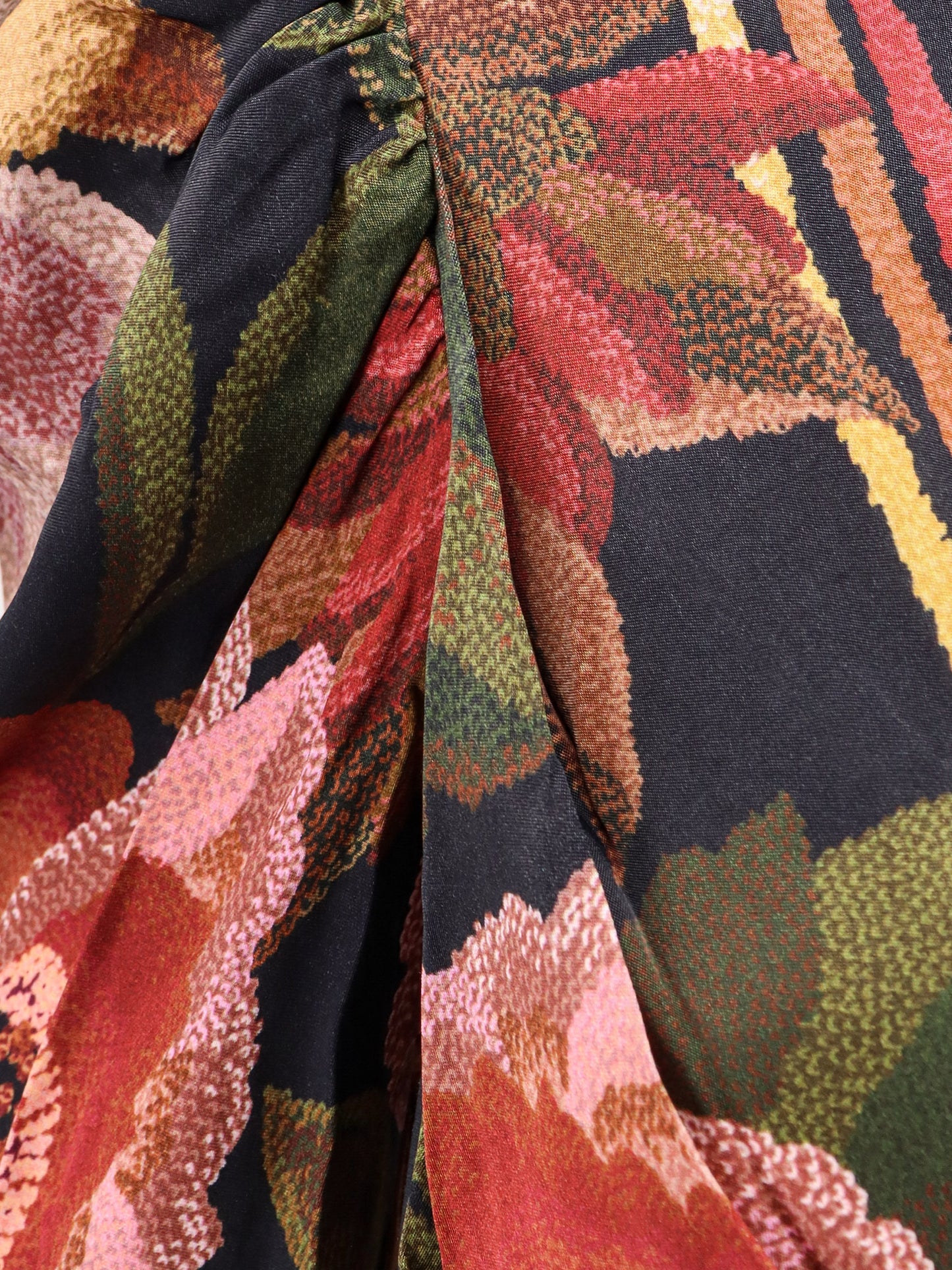 Vestito lungo in viscosa con stampa Chenille Flowers