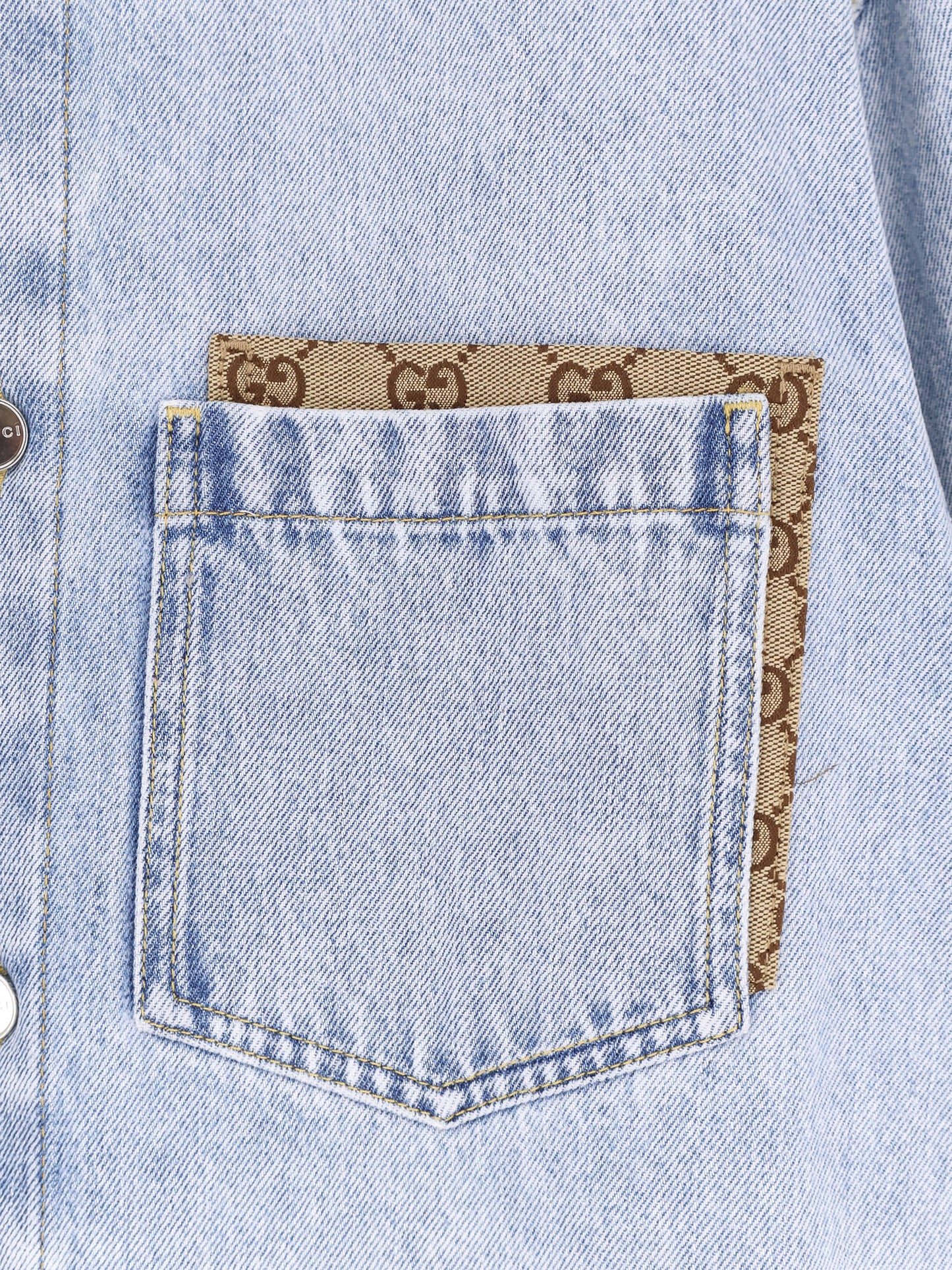Camicia in denim con inserto GG