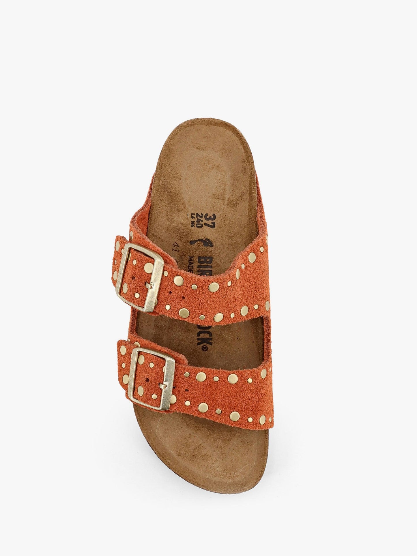 Arizona rivet border leather sandals with applied metal rivets