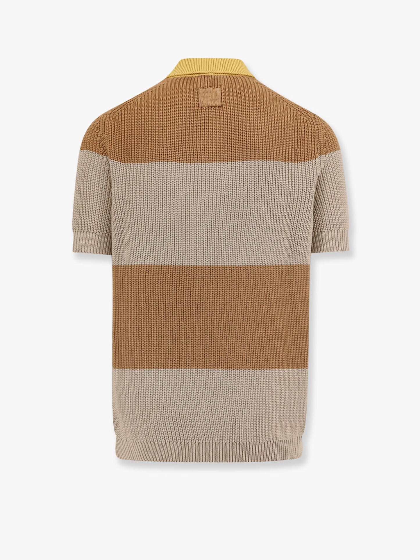 Striped cotton polo shirt with Fendi club coat of arms