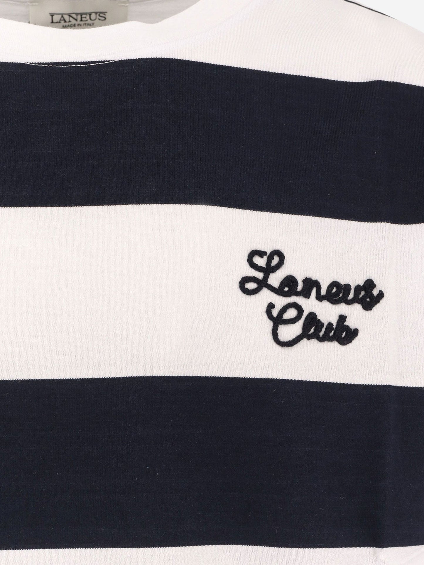 T-shirt in cotone a righe con ricamo logo frontale