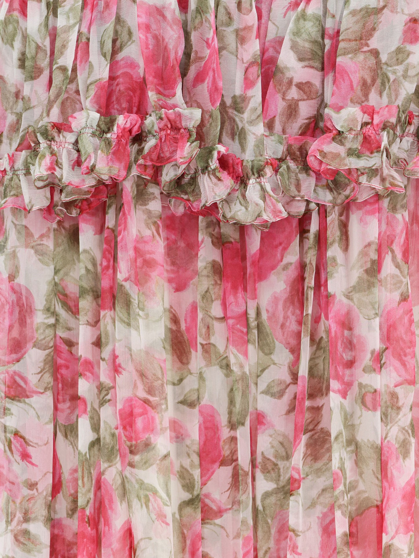 Silk long dress with floral print