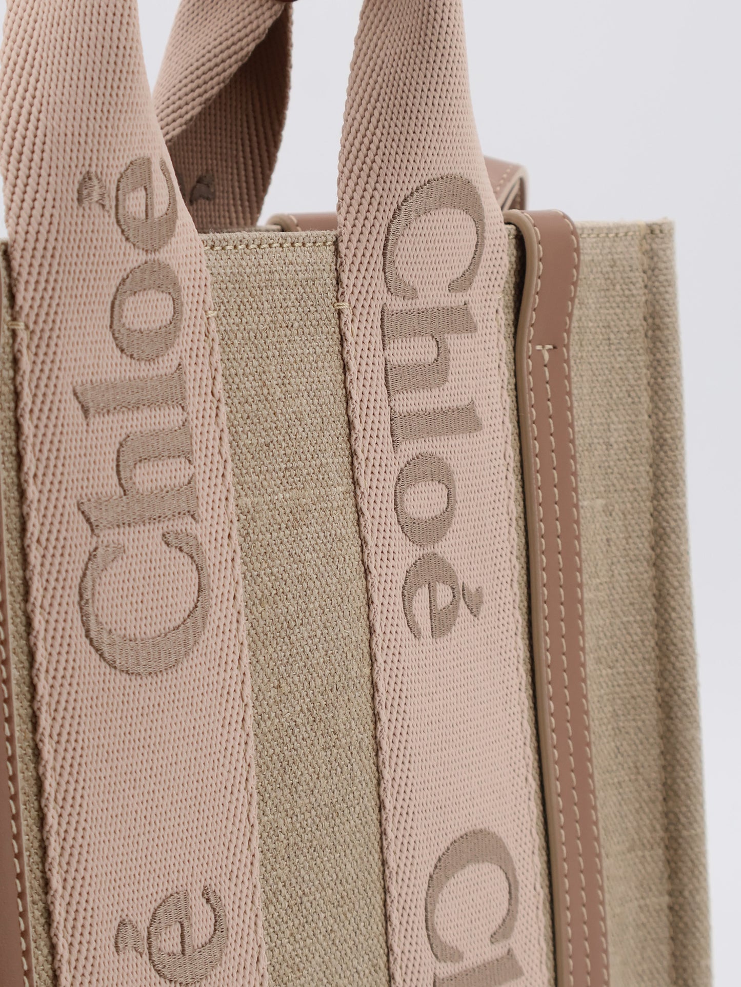 Woody linen canvas and leather crossbody bag
