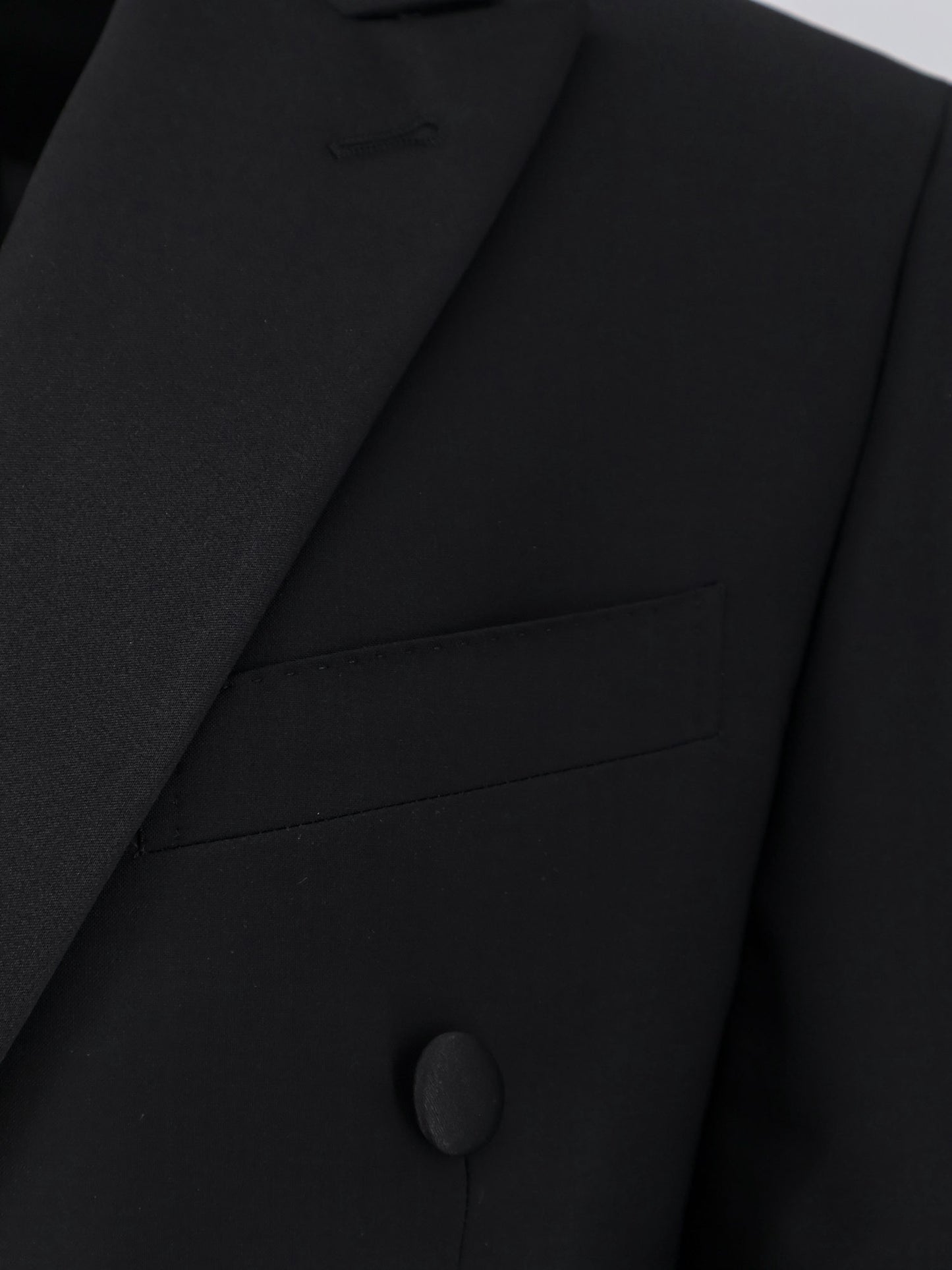 Double-breasted virgin wool and mohair tuxedo