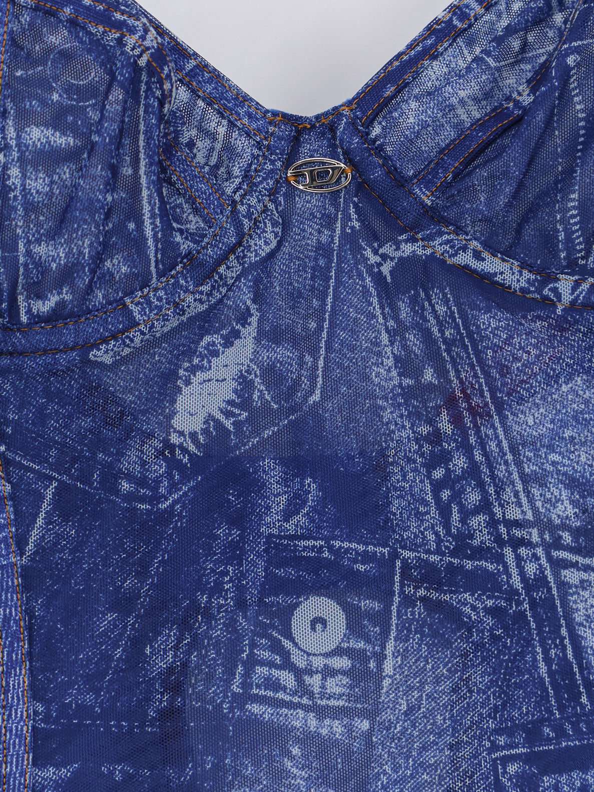 Body Bridget in nylon con stampa denim