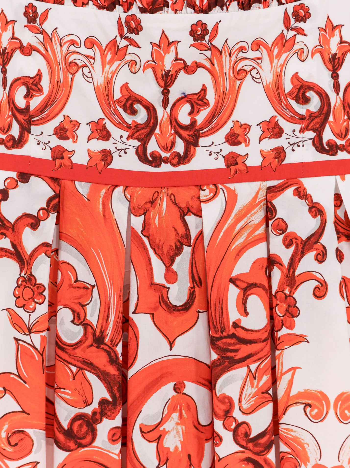 Cotton long dress with Maiolica print