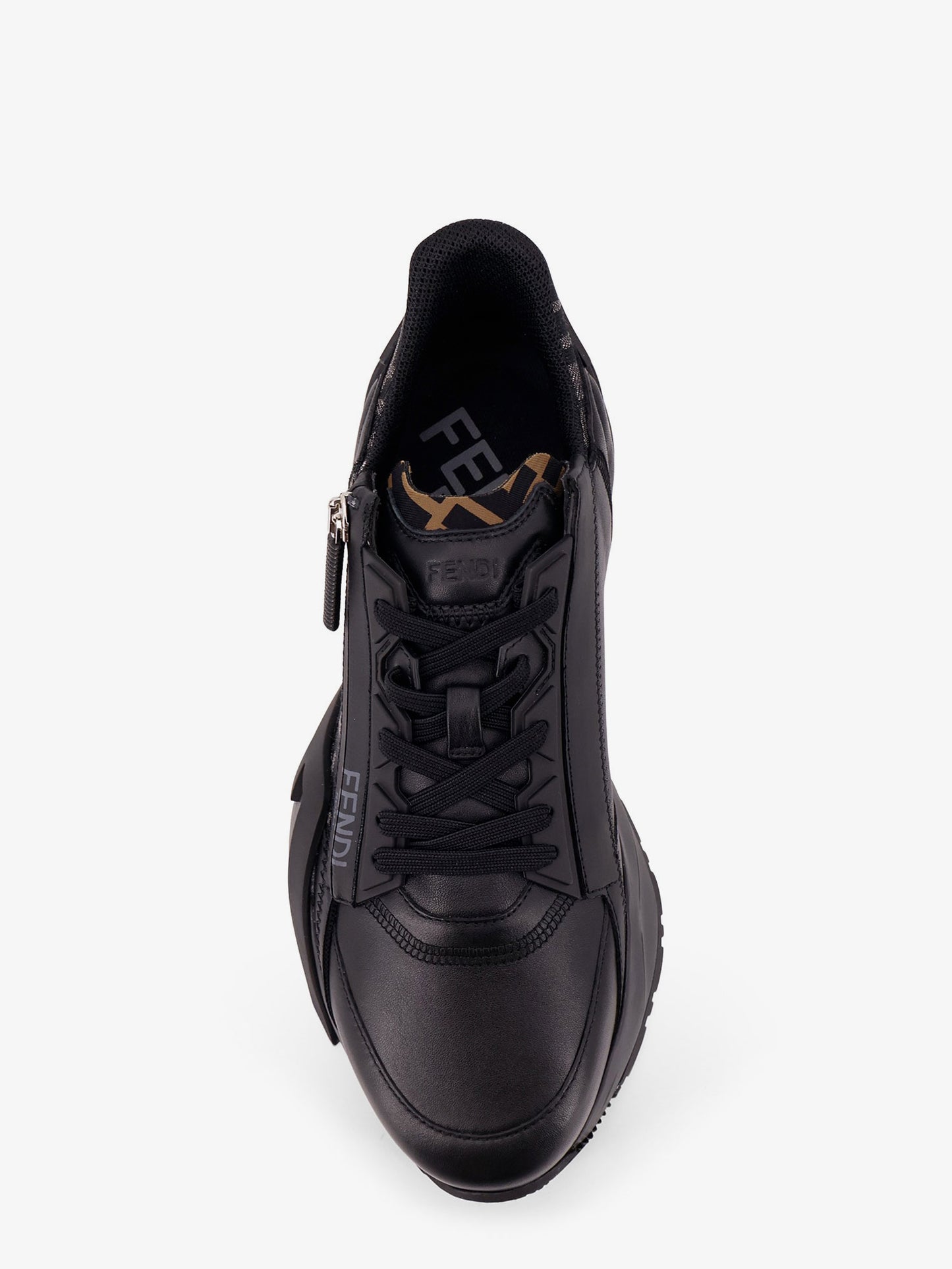Leather Flow sneakers with FF jacquard fabric inserts