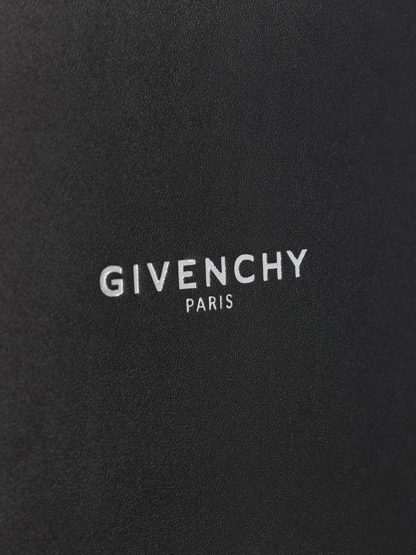 Leather clutch bag with lettering logo on the front