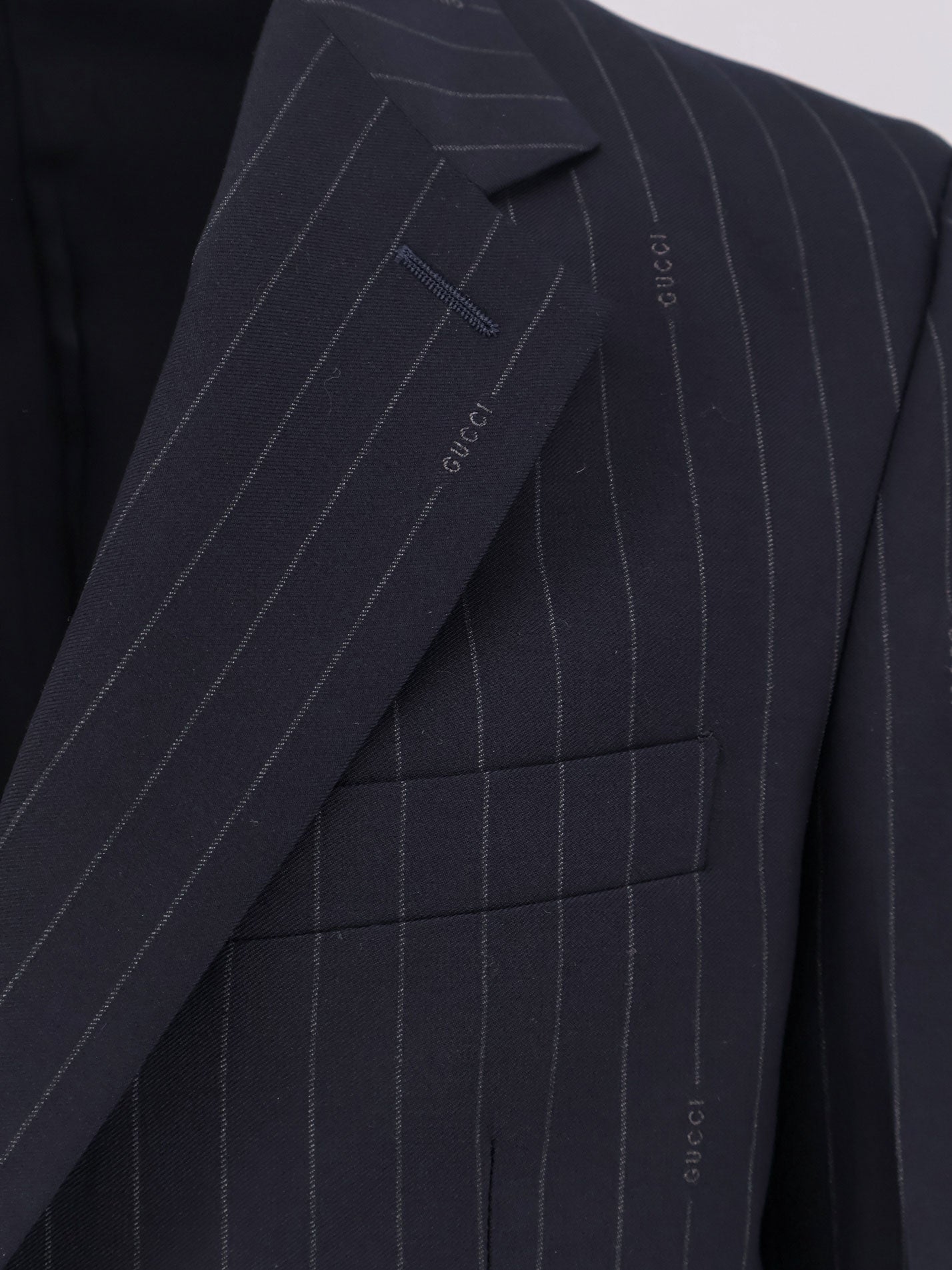 Blazer monopetto in lana gessata Gucci