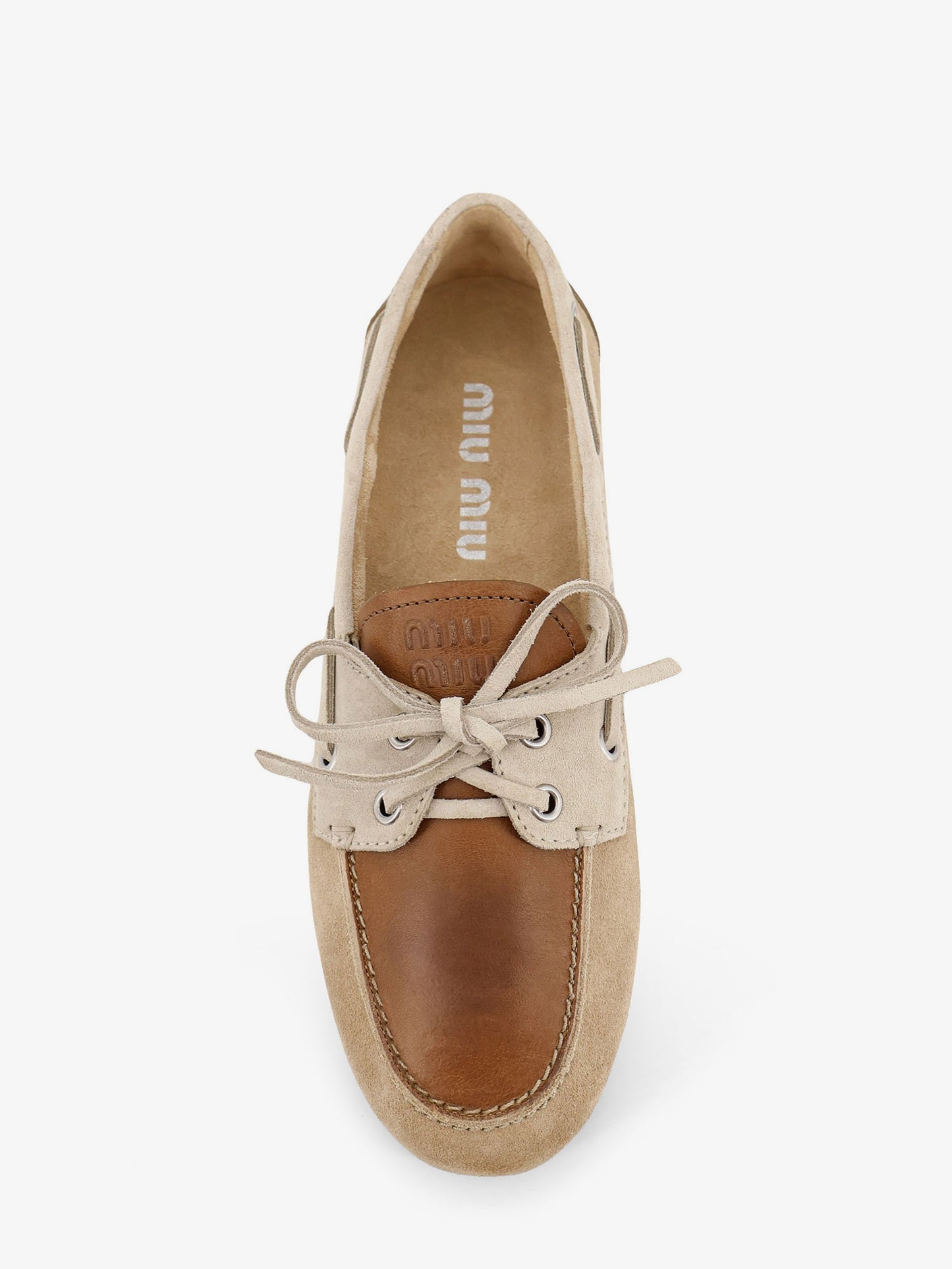 Suede loafer with leather inserts