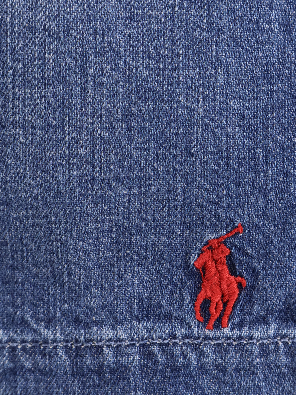 Denim Bermuda shorts with embroidered logo on the front