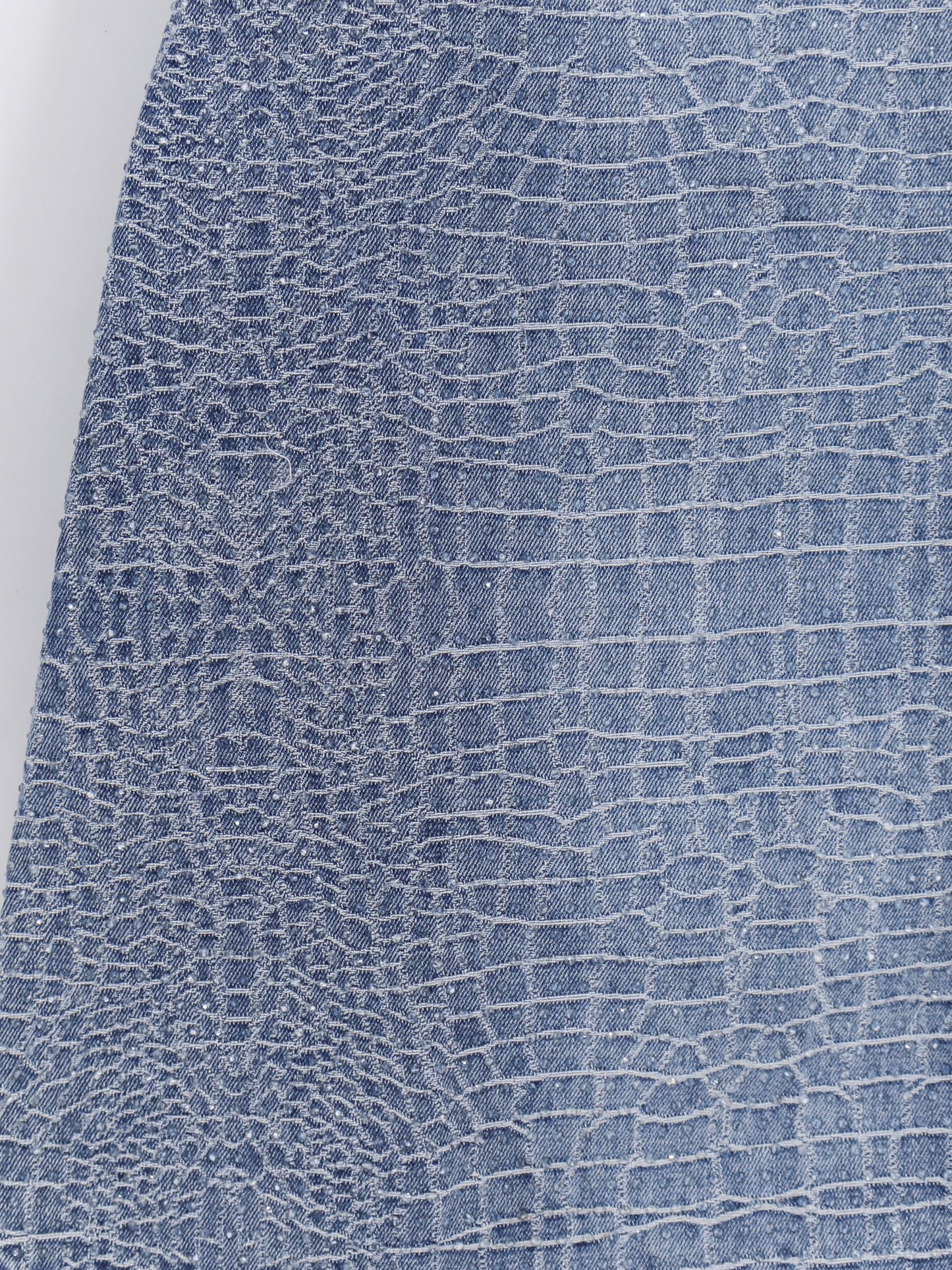 Rhinestone Croc Effect denim dress