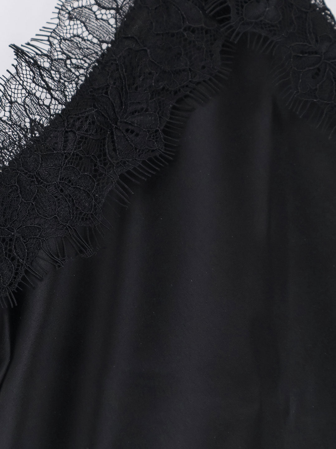 Satin top with lace profiles