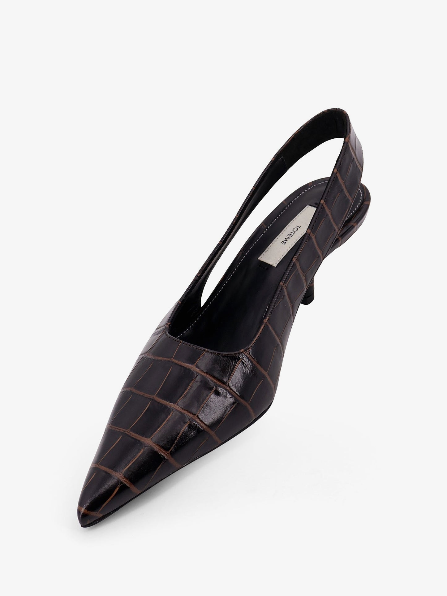 Slingback decolleté in pelle con effetto cocco