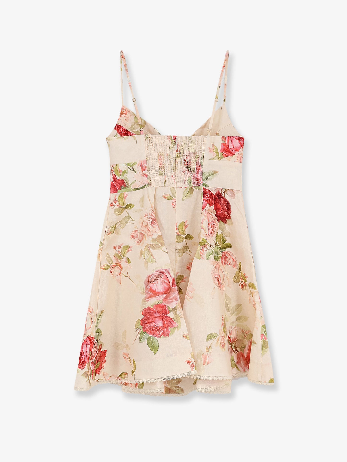 Roselight short linen dress with floral print