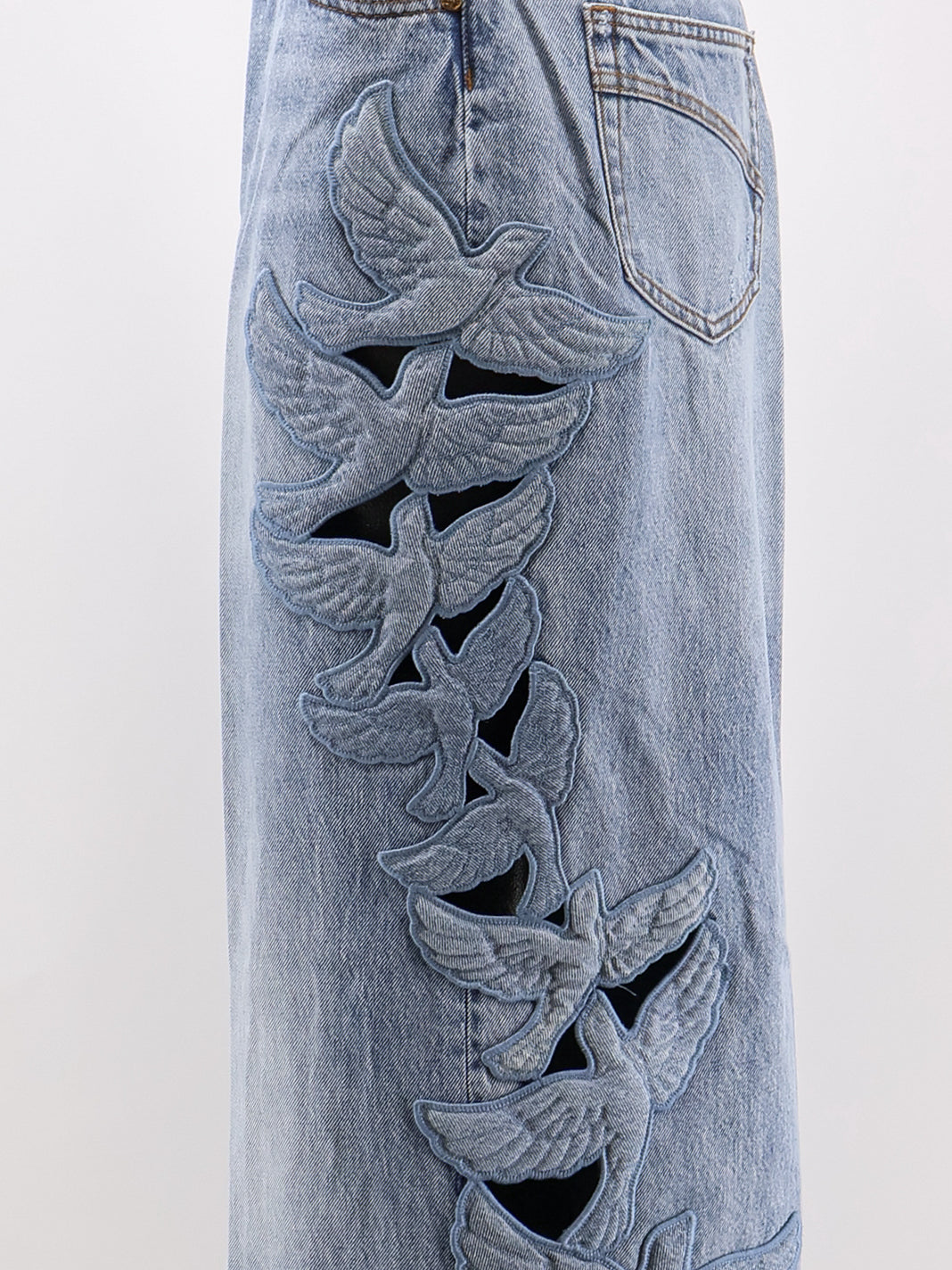 Alchemy Applique Relaxed Flare blue denim jeans