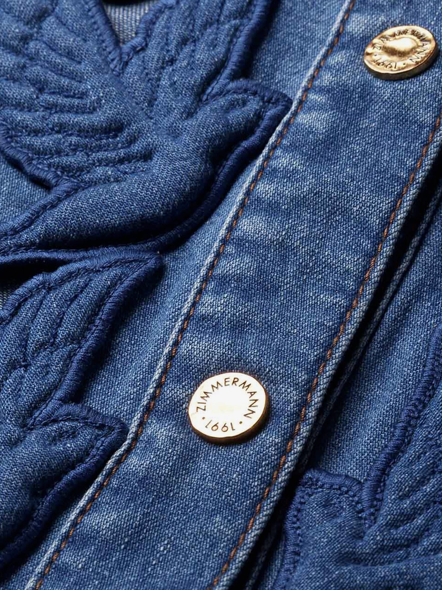 Denim shirt with cut-out embroidery