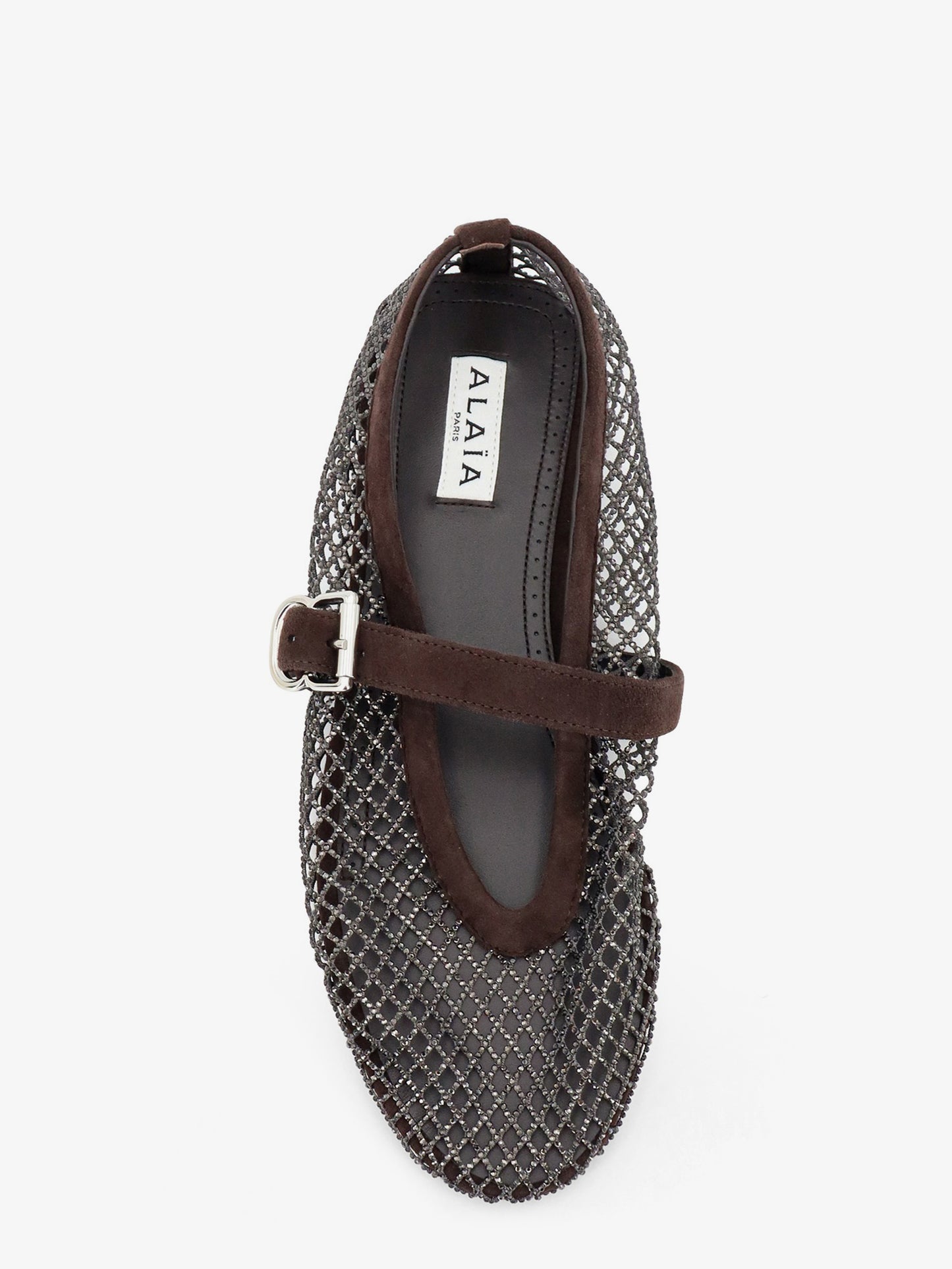 Flat mesh ballet flats with rhinestone detail