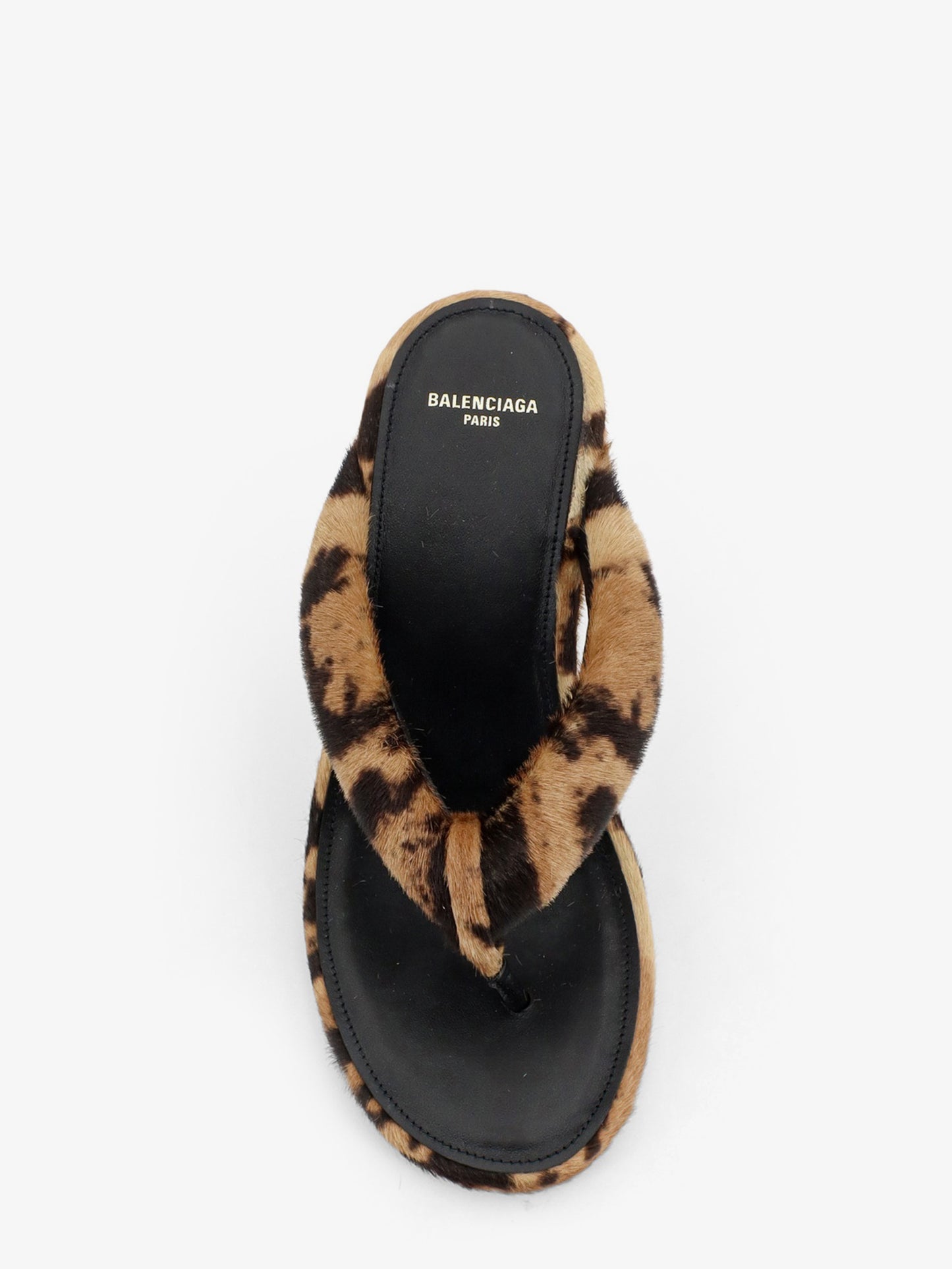 Gaeta flip-flops with ponyskin wedge