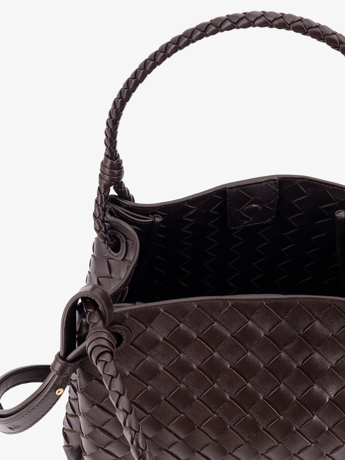 Borsa a spalla Parachute in pelle con motivo Intrecciato e dettaglio Knot