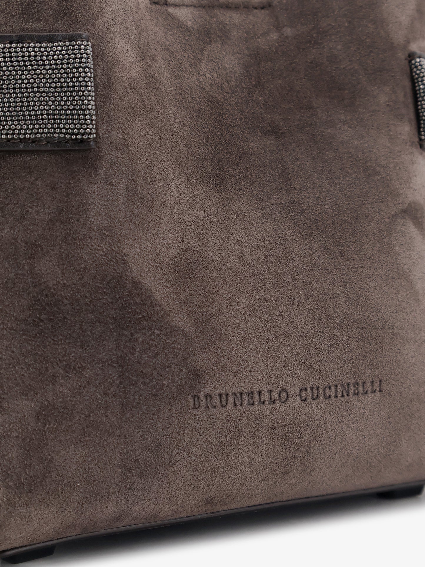 Suede crossbody bag with Monili detail