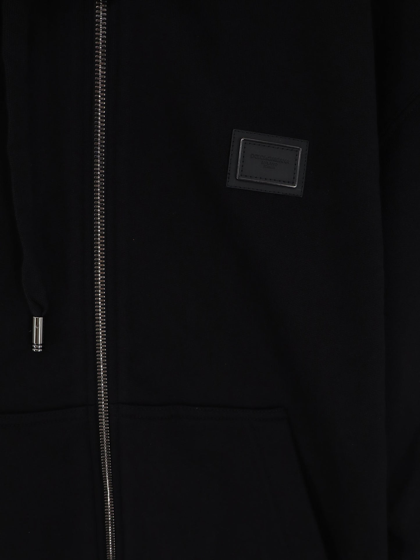 Felpa in cotone con patch logo in metallo