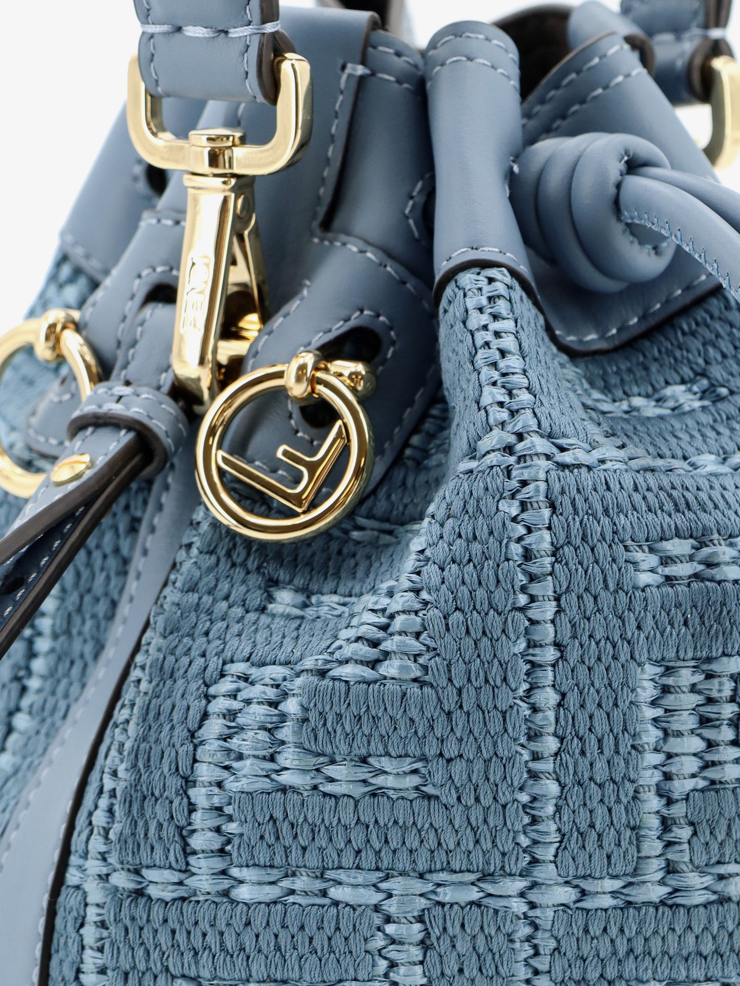 Mon Tresor raffia shoulder bag with FF embroidery