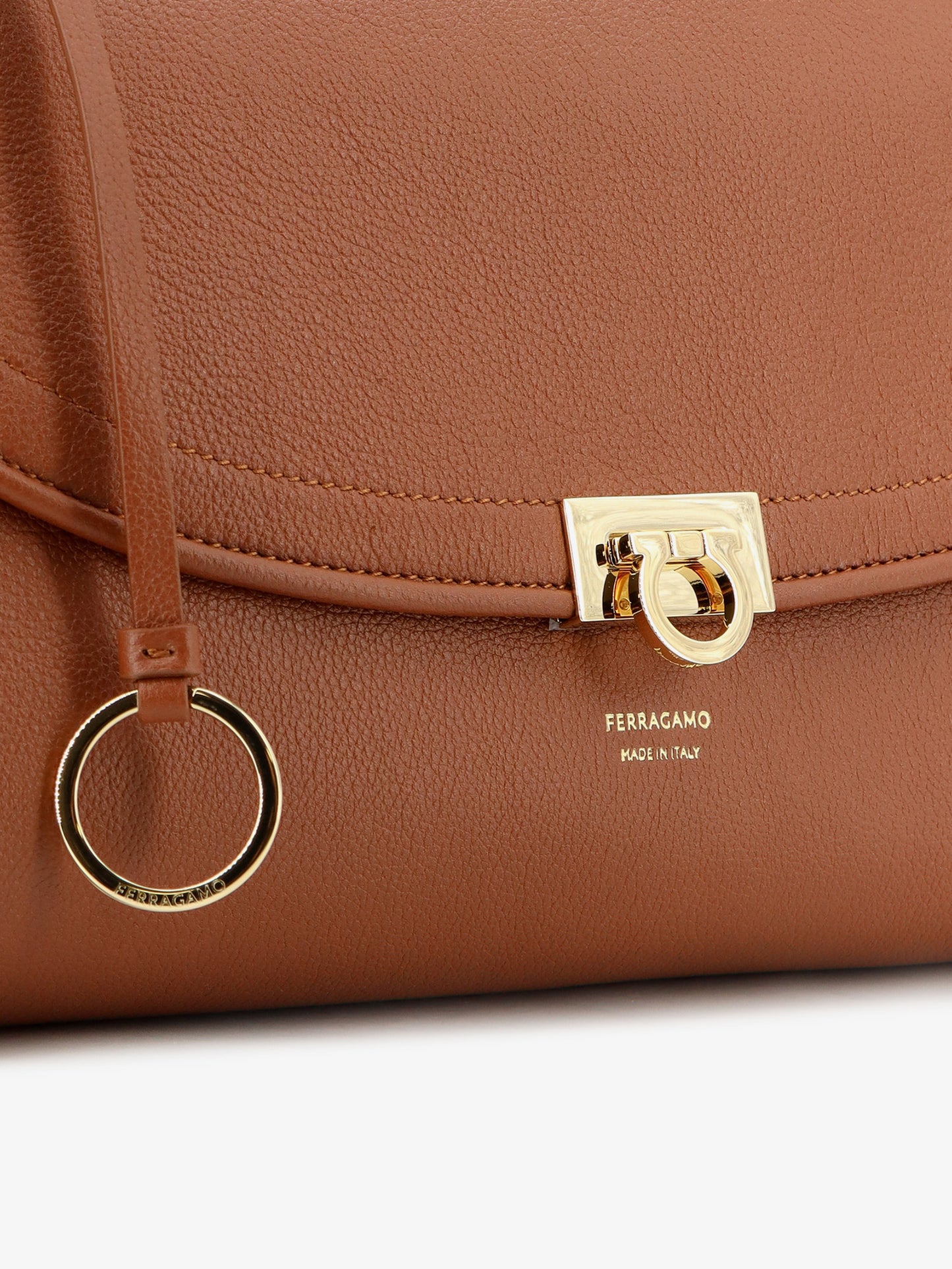Leather shoulder bag with Gancini detail