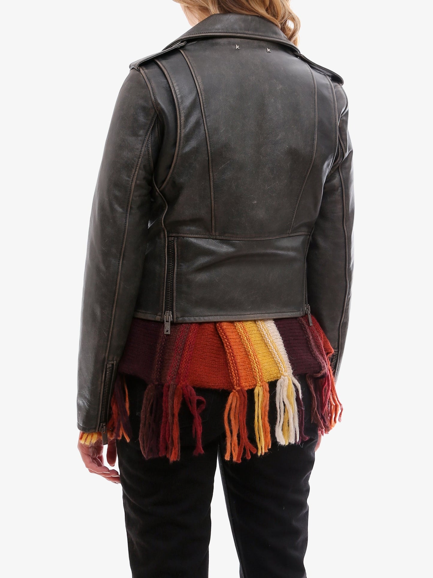 Slim fit Destiny lived-in effect leather biker
