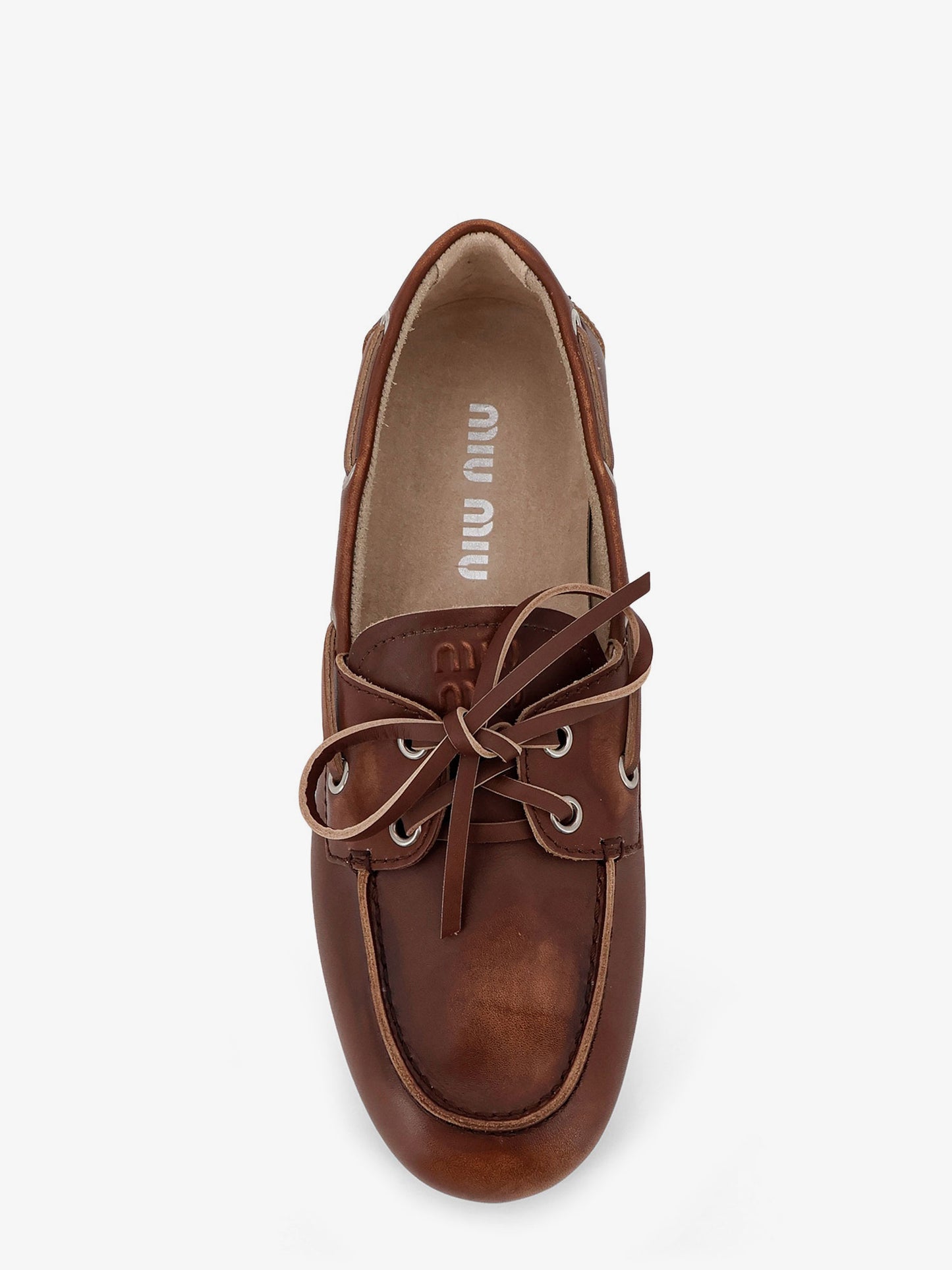 Leather loafers with lettering logo
