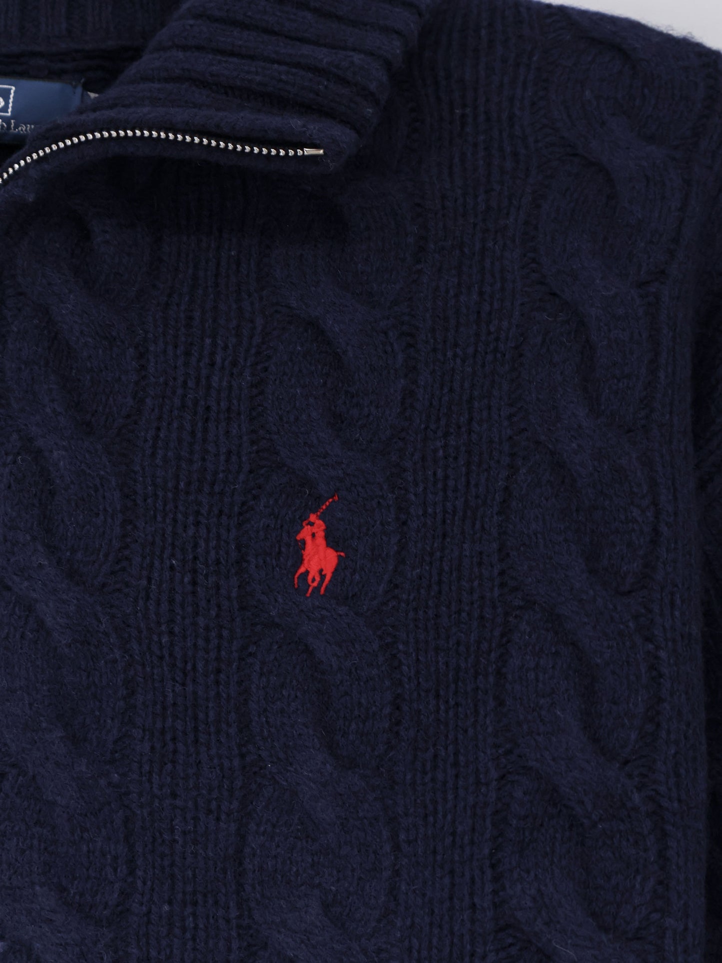 Wool and cashmere blend sweater with contrasting embroidered logo
