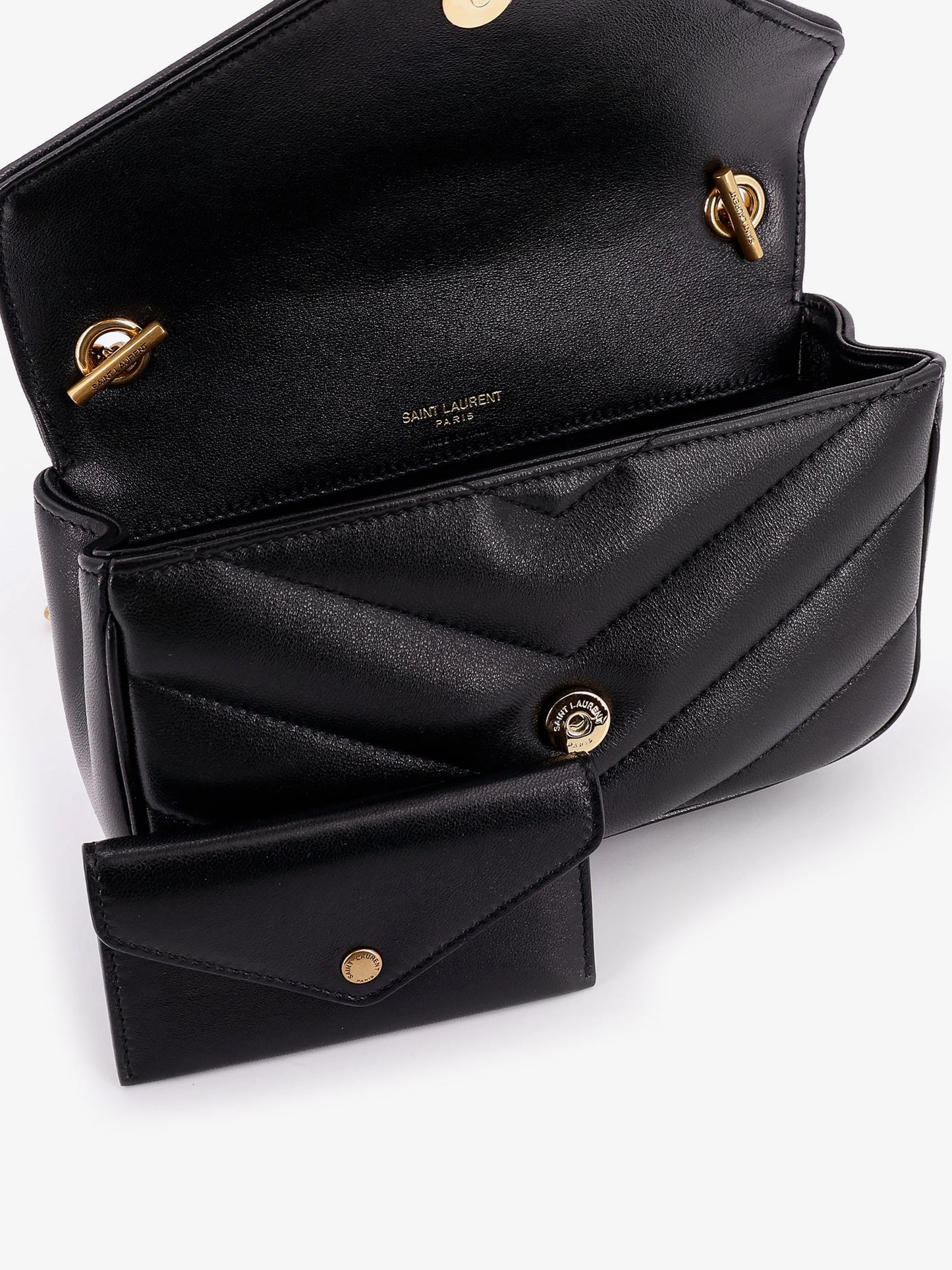 Loulou Mini leather crosbody bag with chevron stitching
