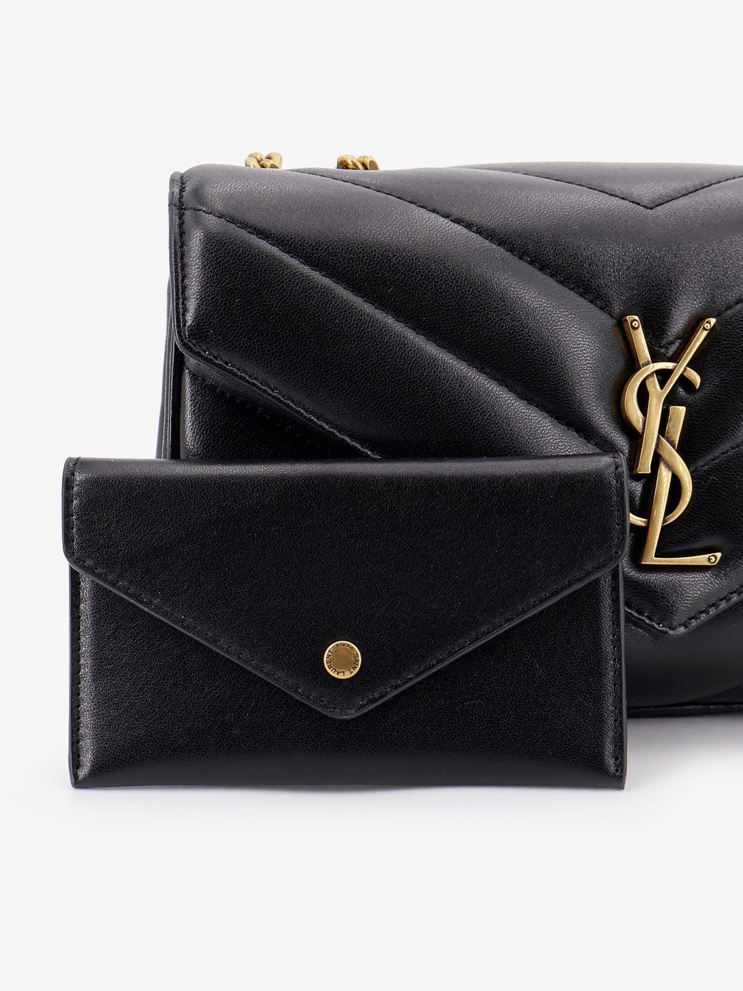 Loulou leather shoulder bag with metal Cassandre logo