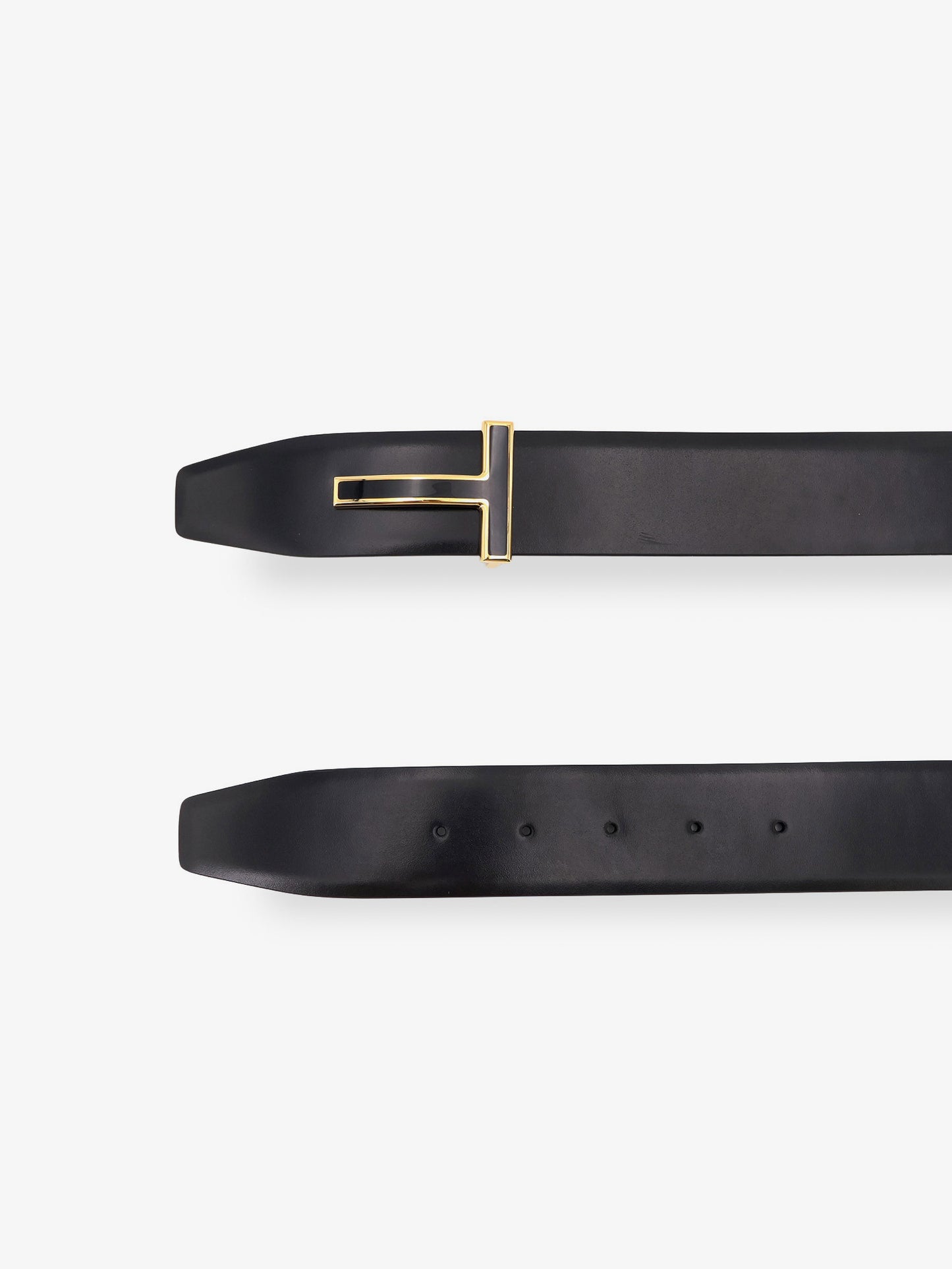 Leather belt with metal logo buckle