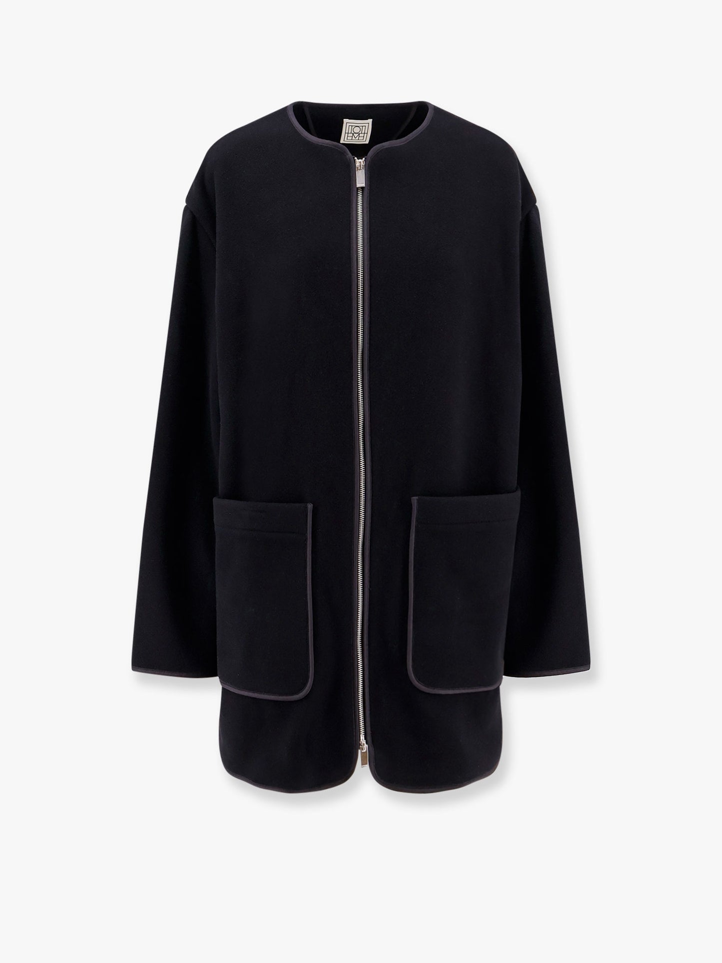 Wool blend coat with lateral slits