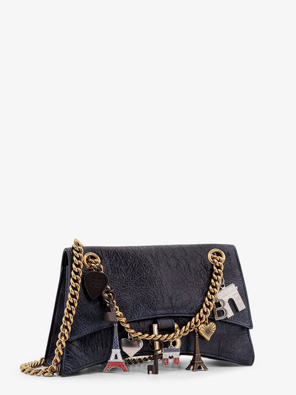 Leather shoulder bag with dirty effect and iconic metal logo thumbnail