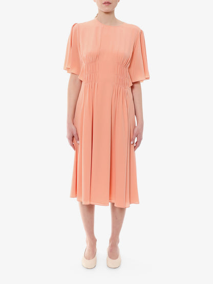 Silk dress with frontal drapery thumbnail